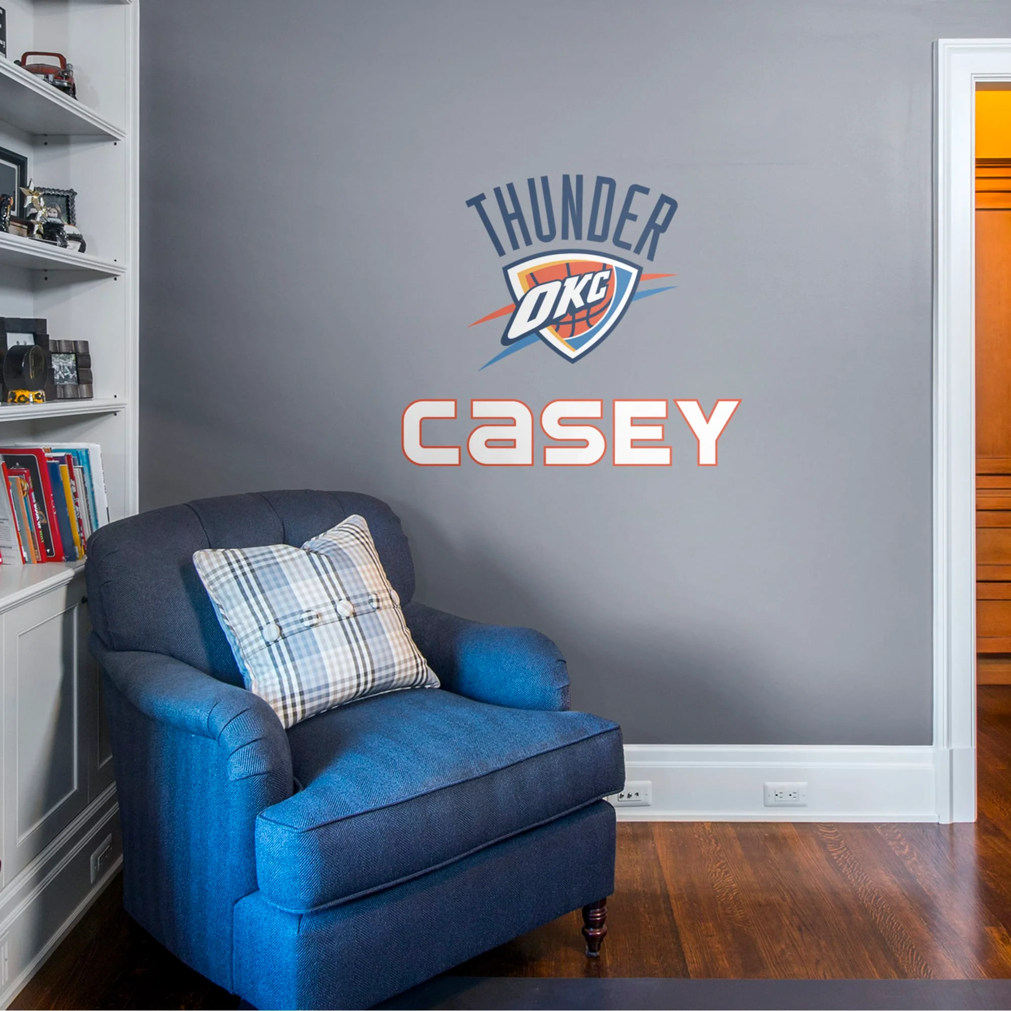 Oklahoma City Thunder - "Thunder" Logo - With Personalized Name - Official NBA - Vinyl Transfer Decal