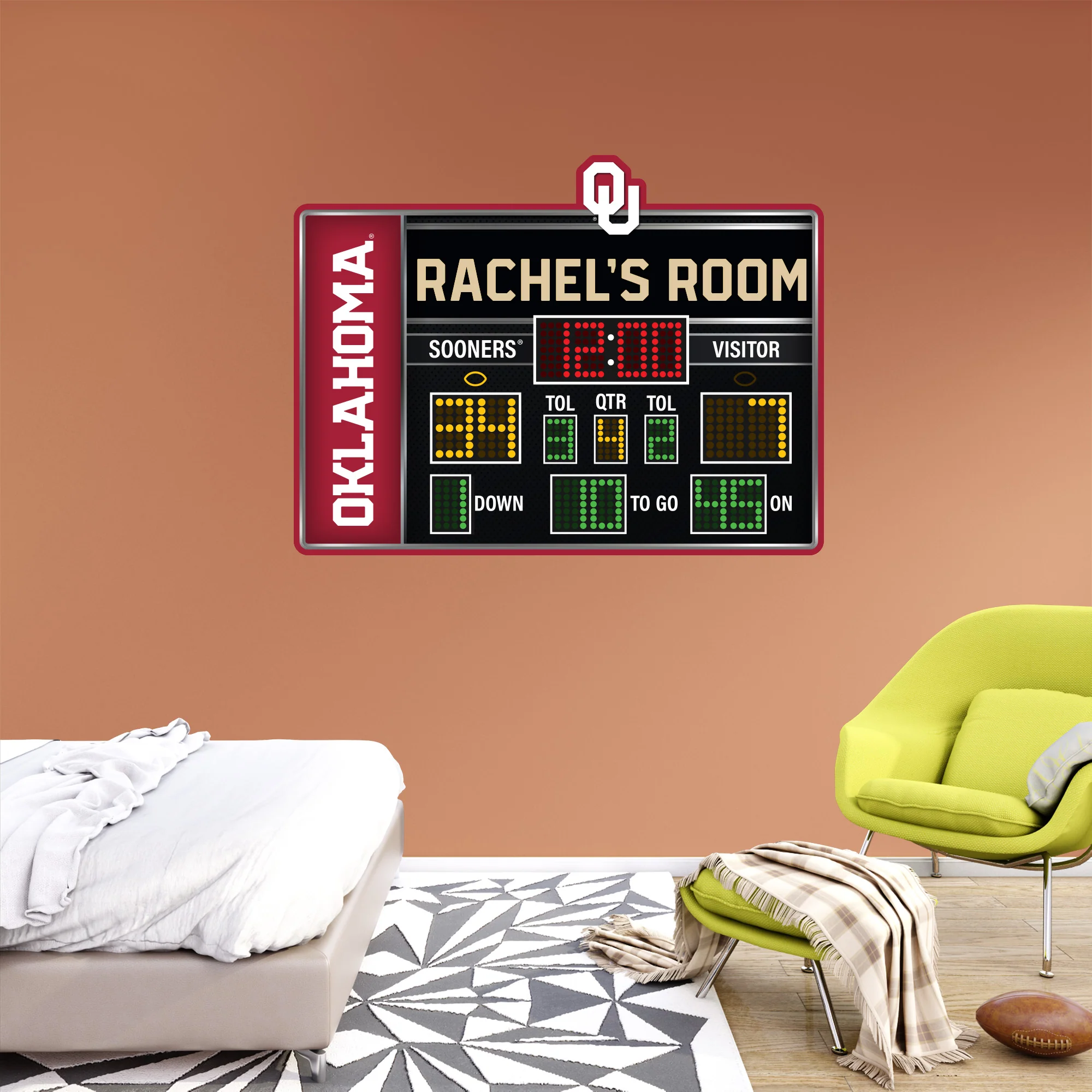 Oklahoma Sooners - Football Scoreboard Graphic - With Personalized Name - Official NCAA - Vinyl Transfer Decal - Image 3