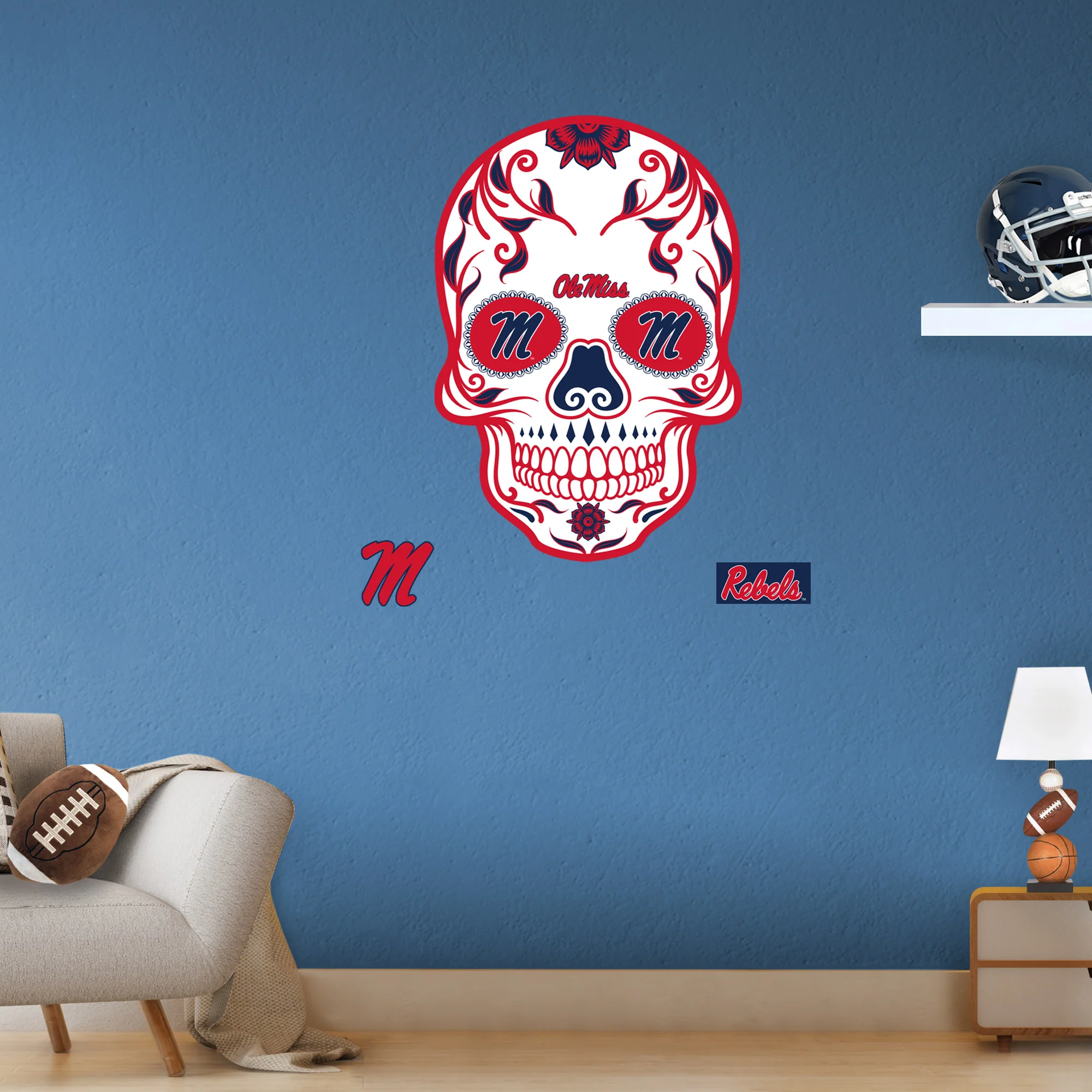 Ole Miss Rebels - RealBig Sugar Skull Collection - Official NCAA - Reusable Vinyl Wall Decals - Image 5