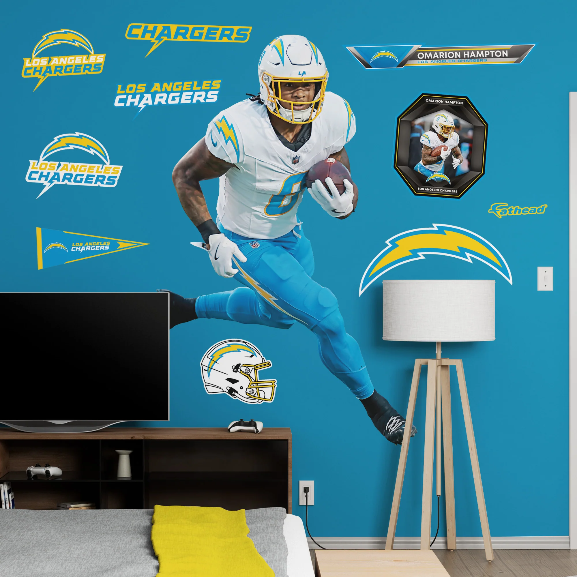 Omarion Hampton - RealBig Collection - Official NFL - Los Angeles Chargers - Reusable Vinyl Wall Decals - Image 3