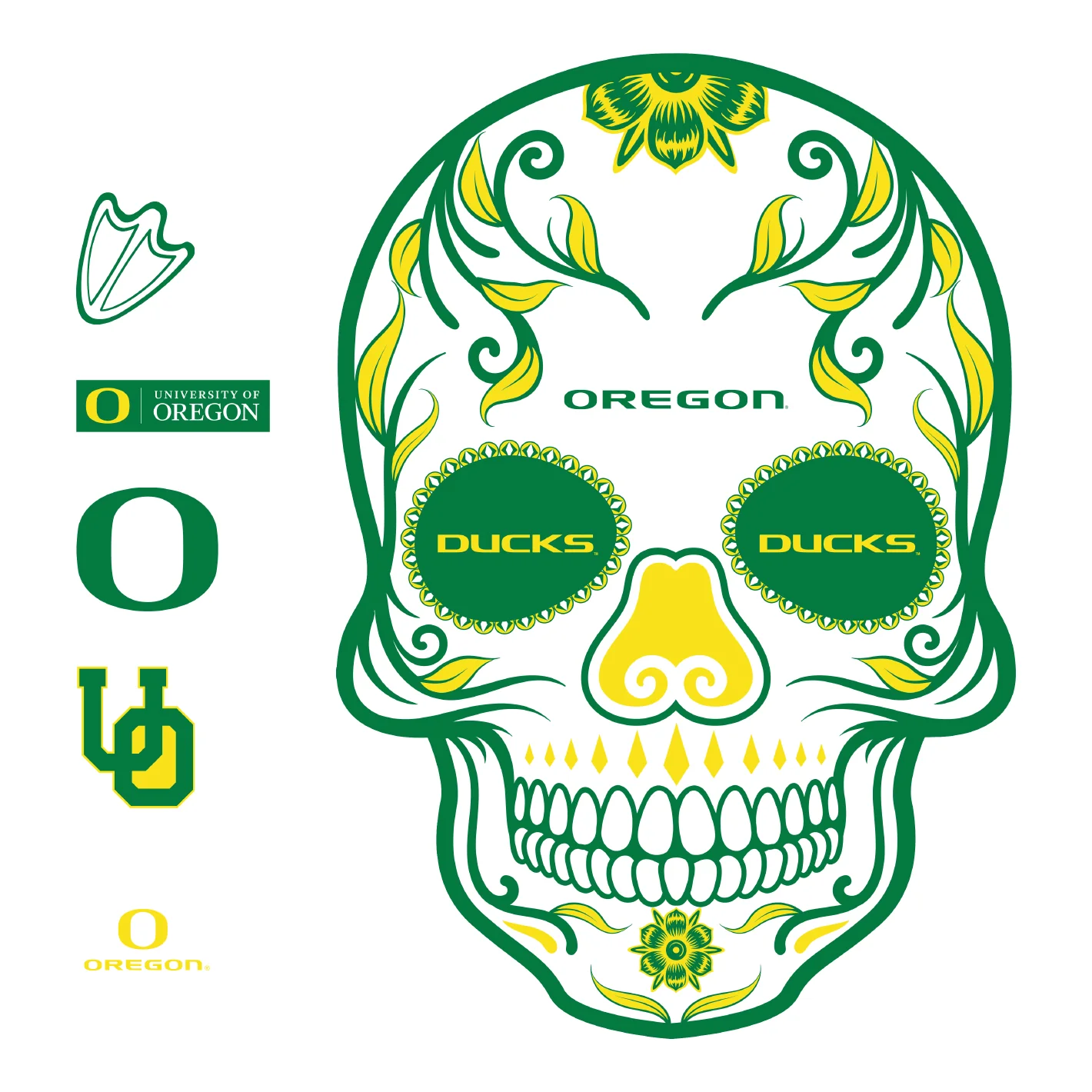 Oregon Ducks - RealBig Sugar Skull Collection - Official NCAA - Reusable Vinyl Wall Decals - Image 6