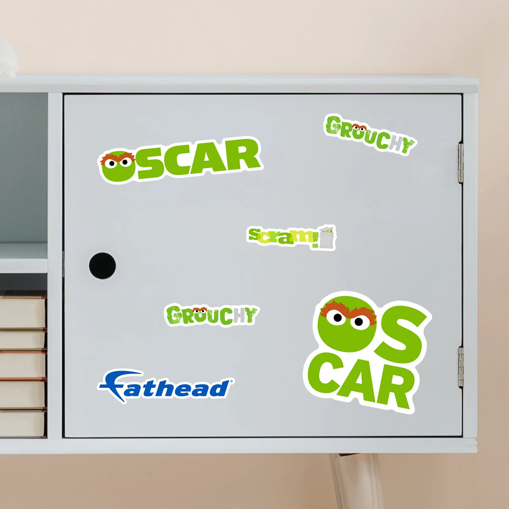 Oscar The Grouch - 5 Typography Minis (Mixed Sizes) - Official Sesame Street - Sesame Street - Reusable Vinyl Decals - Image 2