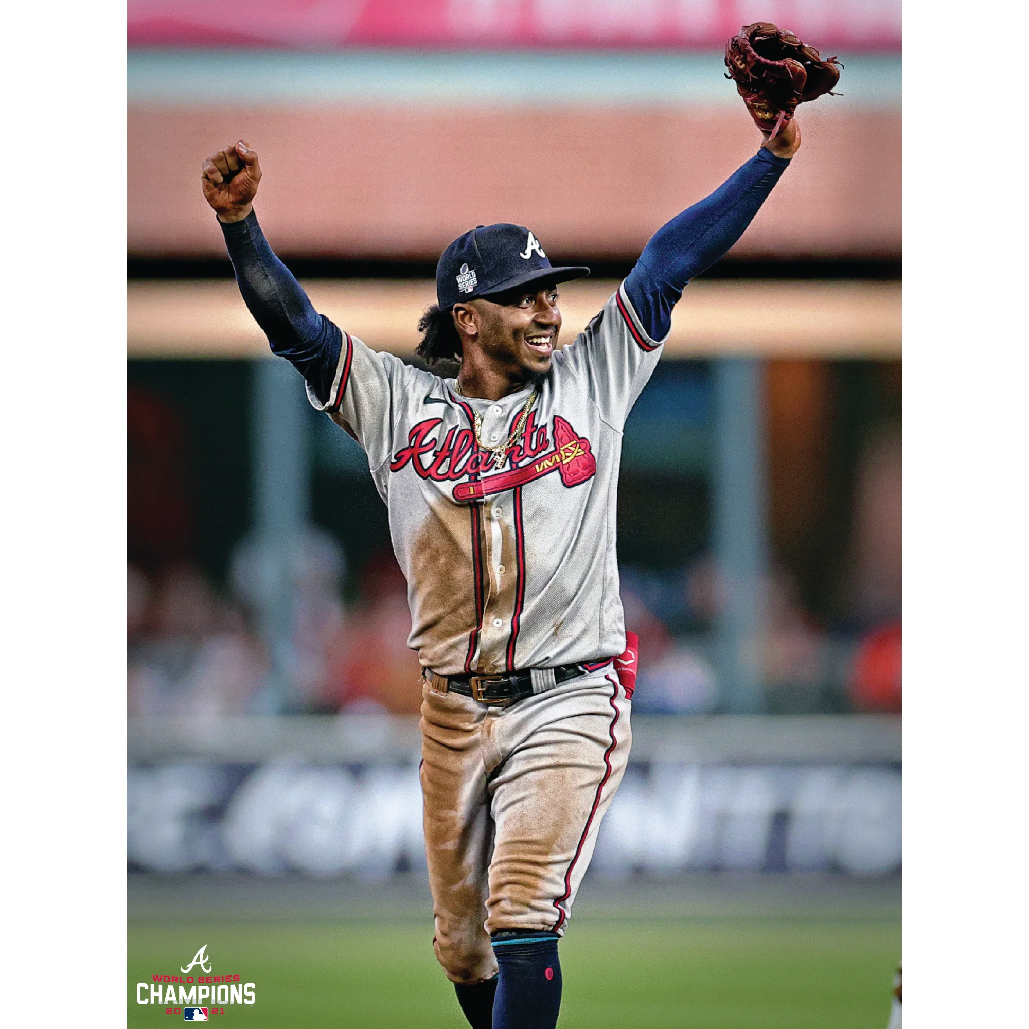 Ozzie Albies - 2021 World Series Celebration - Peel & Stick Poster - Official MLB - Atlanta Braves - Reusable Vinyl Wall Decal