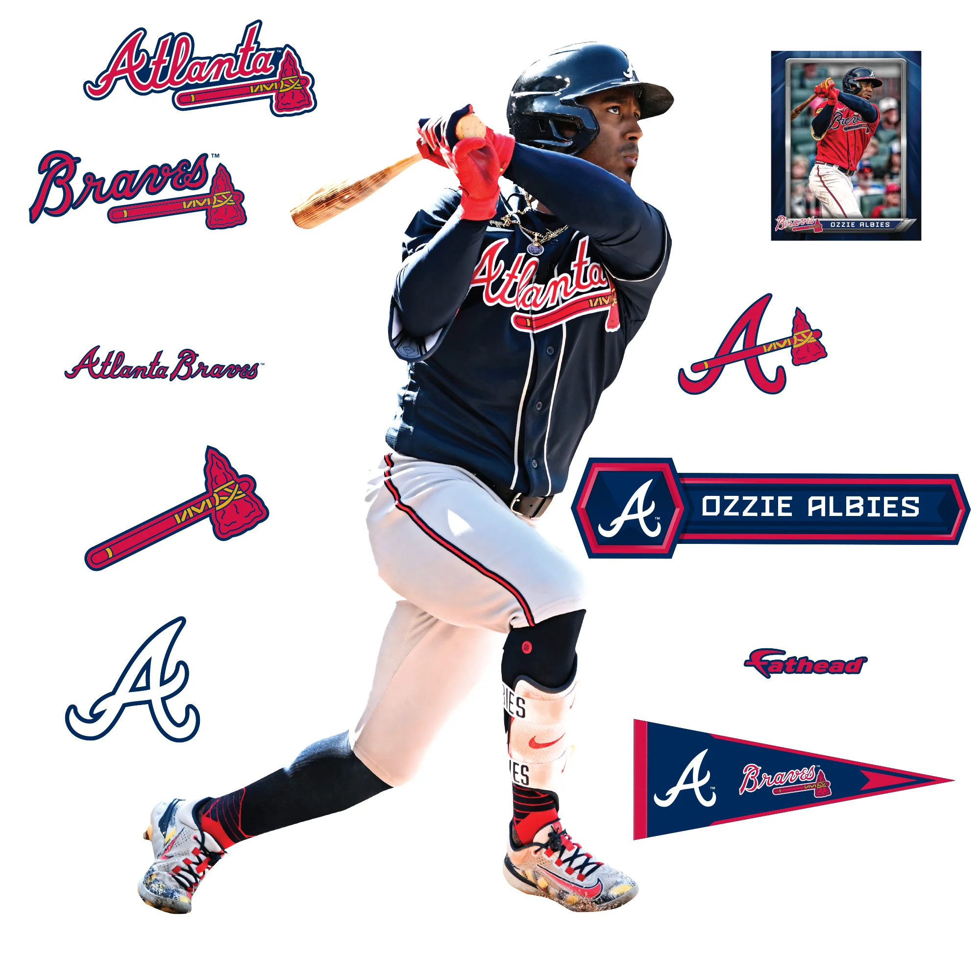 Ozzie Albies - RealBig Collection - Official MLB - Atlanta Braves - Reusable Vinyl Wall Decals #2 - Image 2