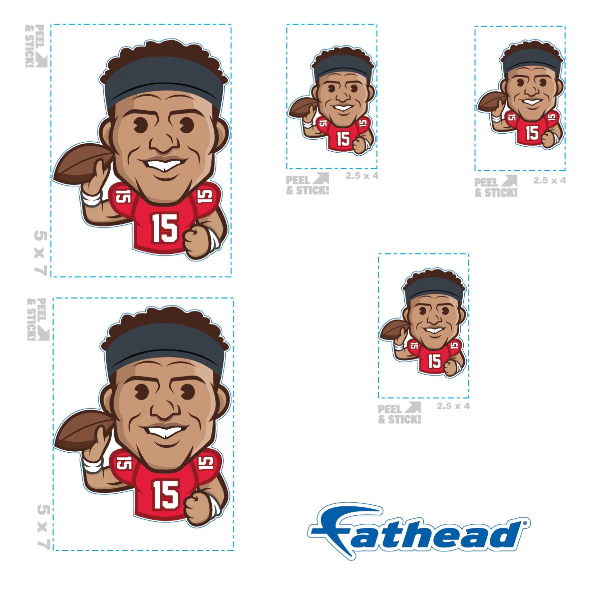 Patrick Mahomes II - 5 Emoji Minis (Mixed Sizes) - Official NFLPA - Kansas City Chiefs - Reusable Vinyl Decals - Image 4
