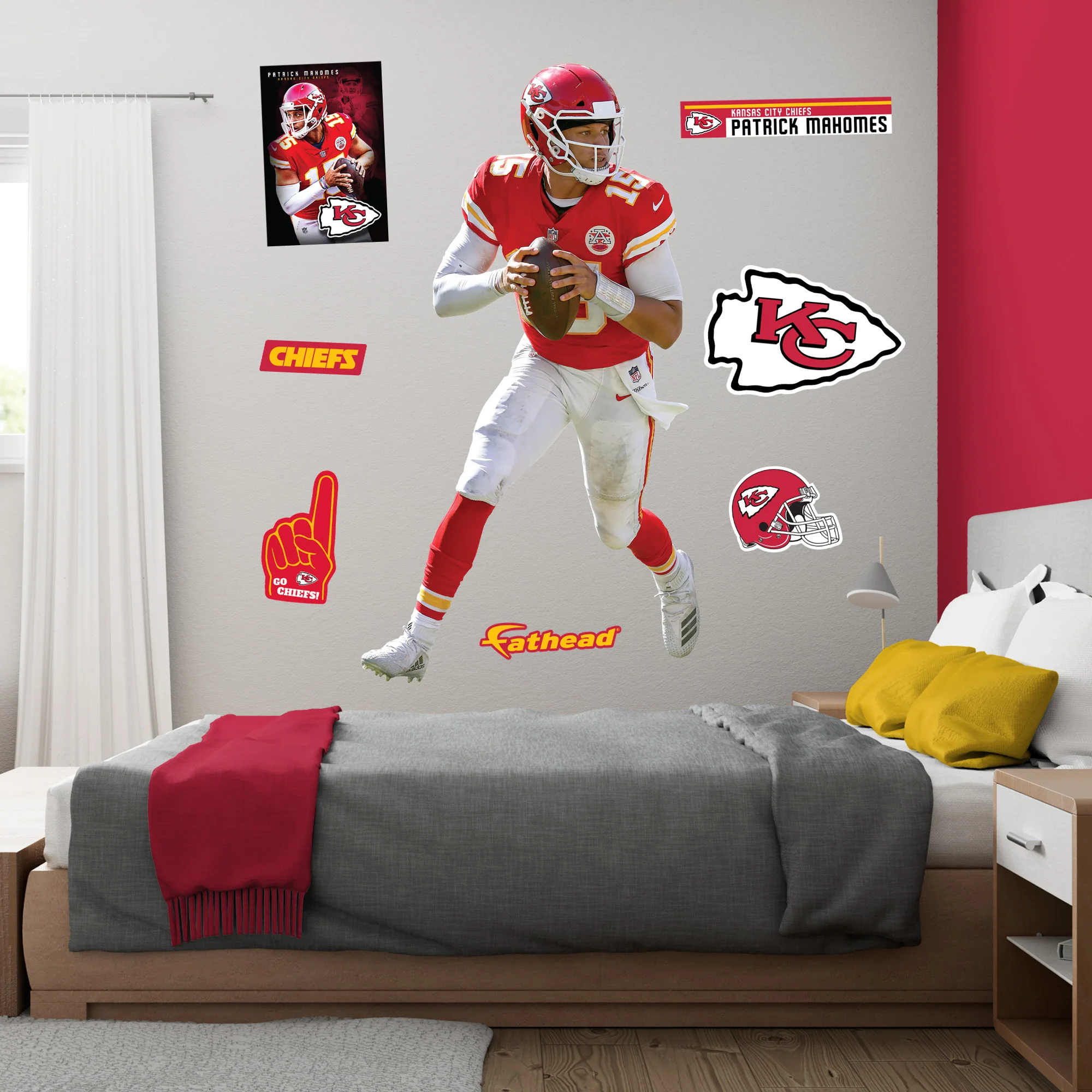 Patrick Mahomes II - RealBig Red & Gold Collection - Official NFL - Kansas City Chiefs - Reusable Vinyl Wall Decals - Image 3
