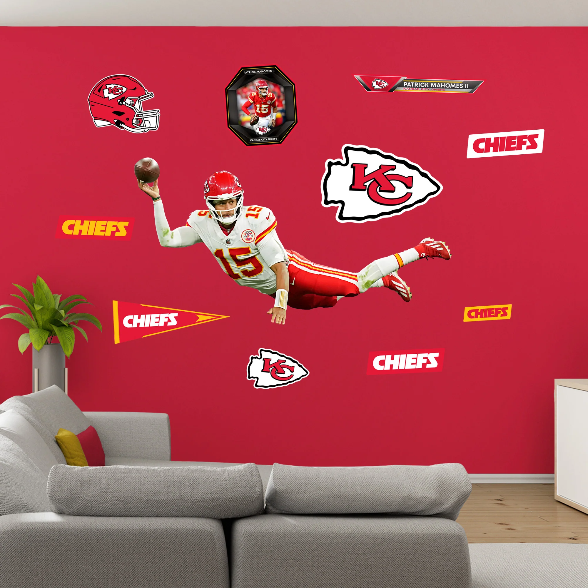 Patrick Mahomes II - RealBig Diving Pass Collection - Official NFL - Kansas City Chiefs - Reusable Vinyl Wall Decals - Image 3