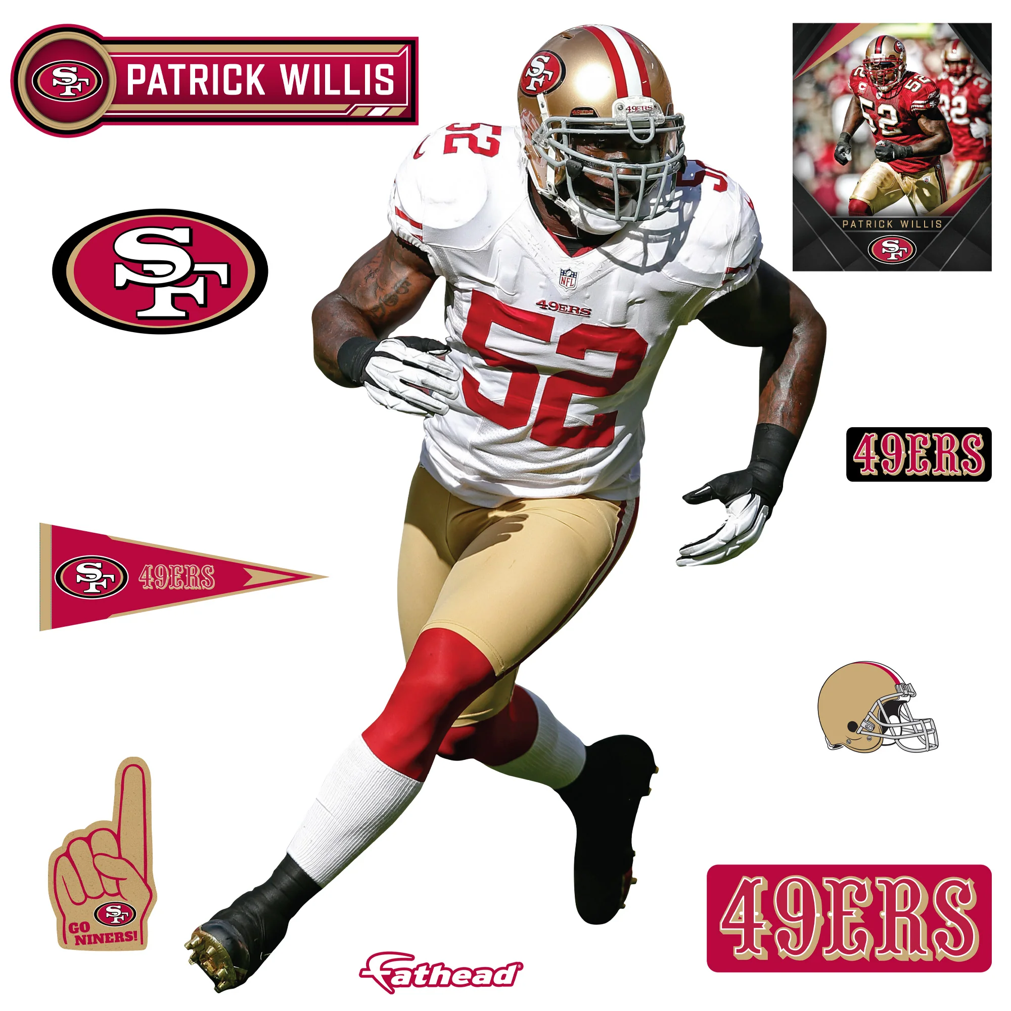 Patrick Willis Legend - RealBig Collection - Official NFL - San Francisco 49ers - Reusable Vinyl Wall Decals - Image 2