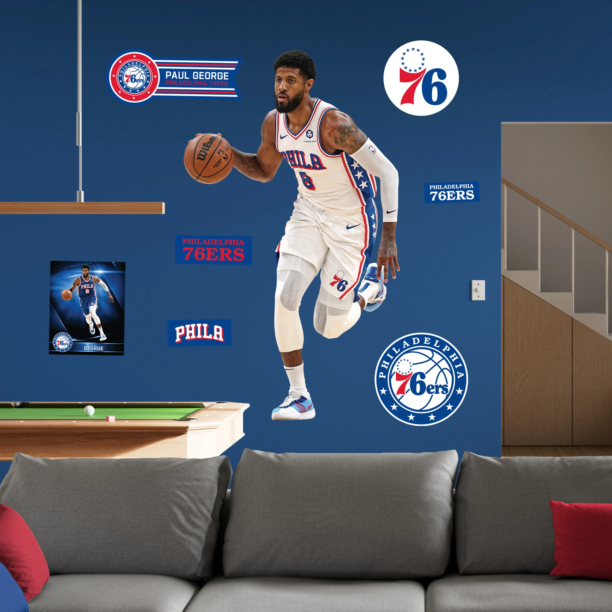 Paul George - RealBig Collection - Official NBA - Philadelphia 76ers - Reusable Vinyl Wall Decals - Image 3