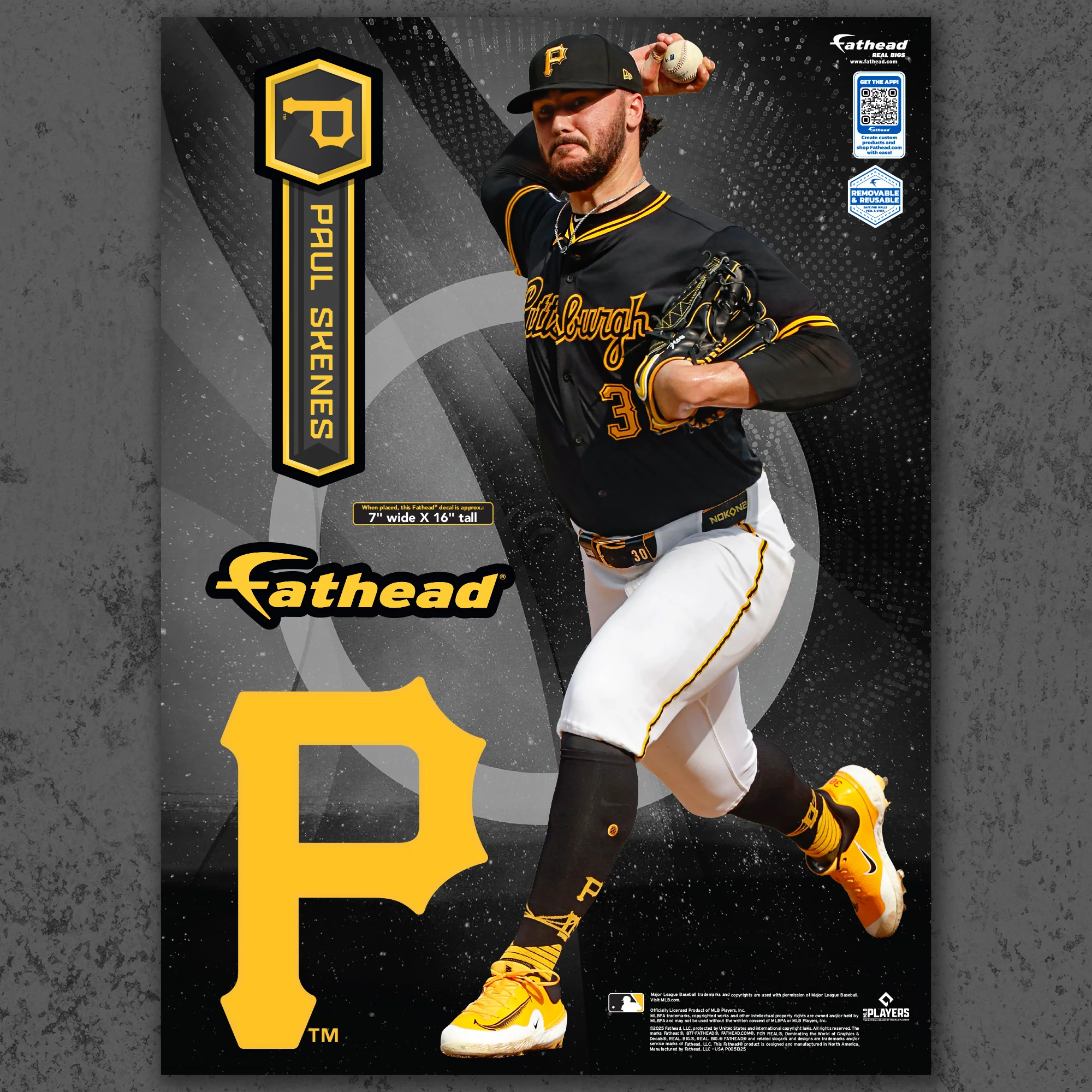 Paul Skenes - RealBig Collection - Official MLB - Pittsburgh Pirates - Reusable Vinyl Wall Decals - Image 7