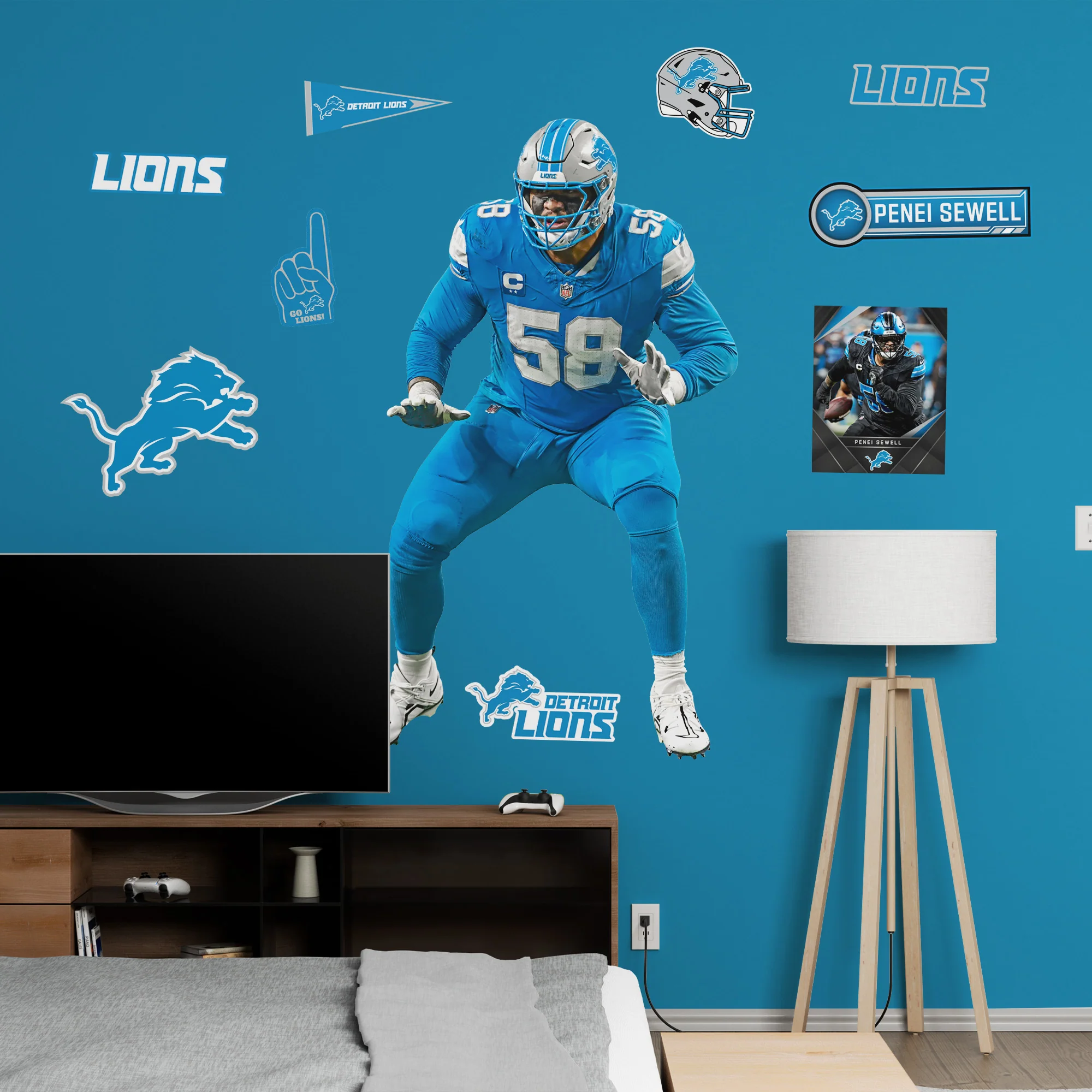 Penei Sewell - RealBig Collection - Official NFL - Detroit Lions - Reusable Vinyl Wall Decals - Image 3