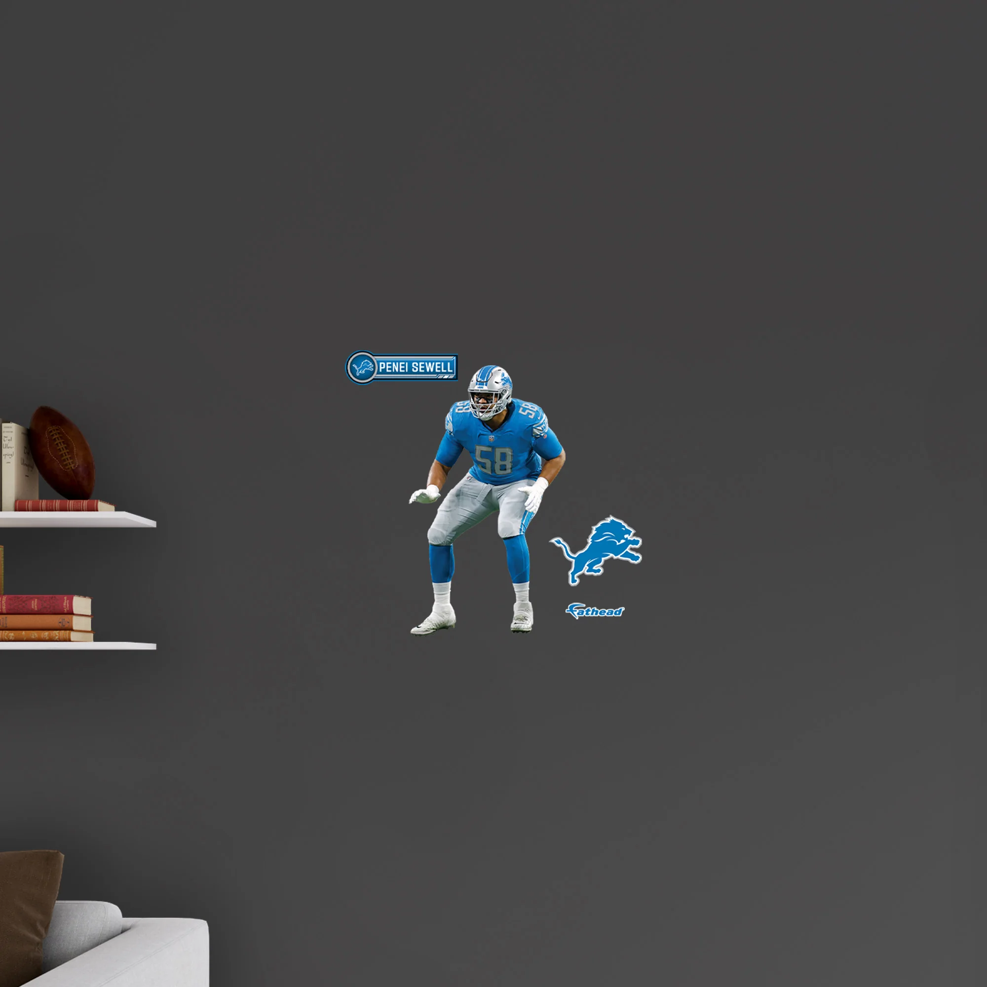 Penei Sewell - RealBig Collection - Official NFL - Detroit Lions - Reusable Vinyl Wall Decals - Image 7