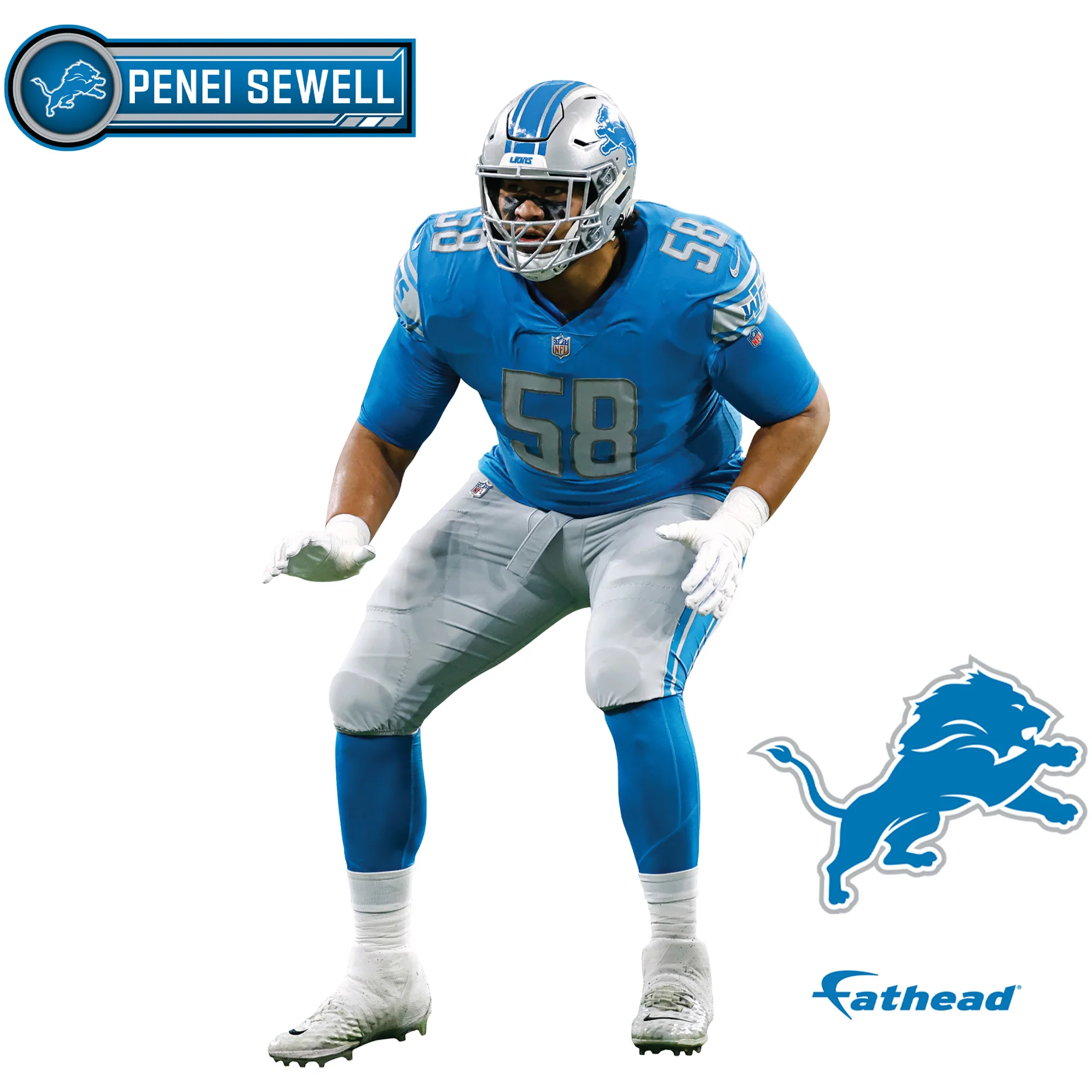 Penei Sewell - RealBig Collection - Official NFL - Detroit Lions - Reusable Vinyl Wall Decals - Image 8