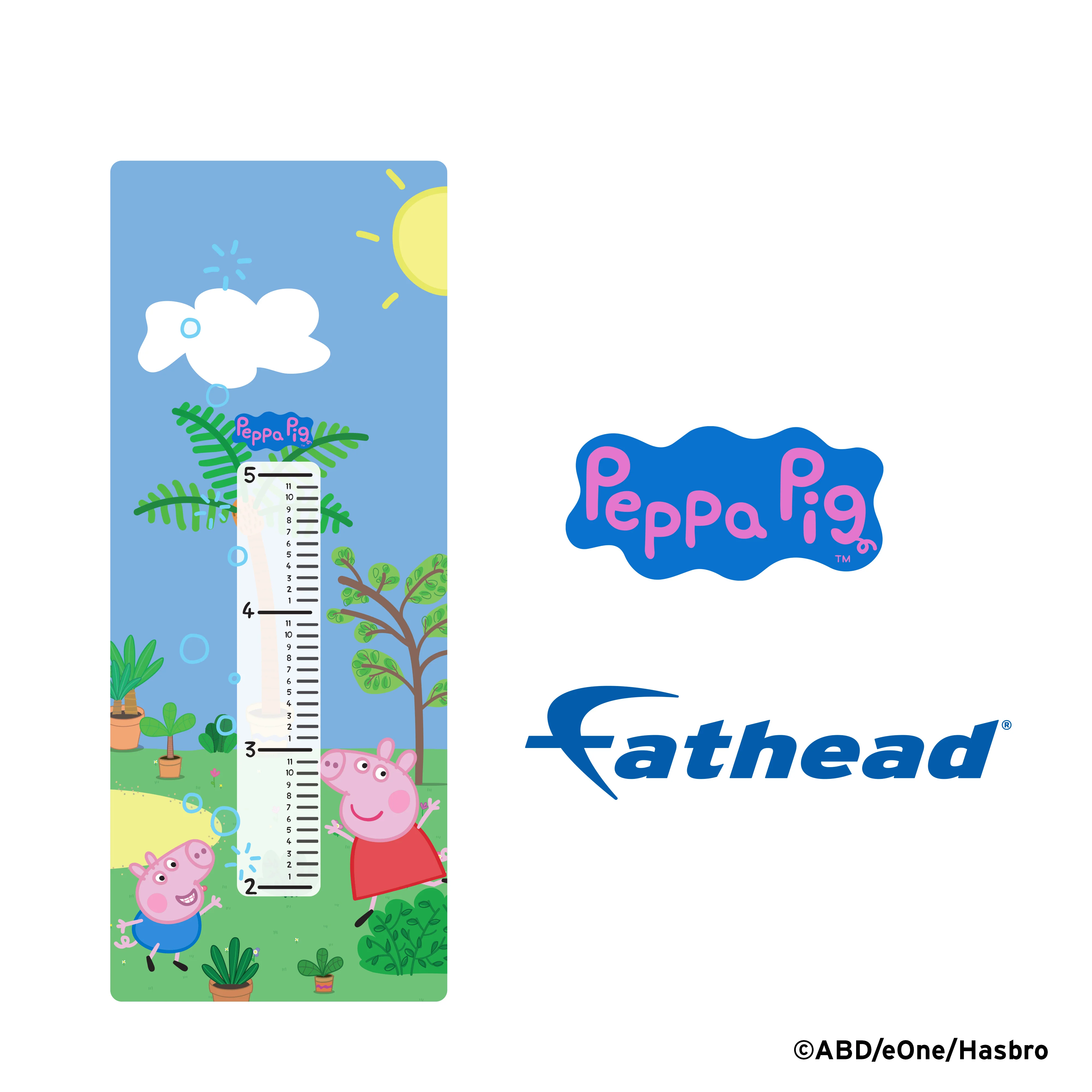 Peppa Pig Siblings - Growth Chart - Official Hasbro - Peppa Pig - Reusable Vinyl Wall Decal - Image 2