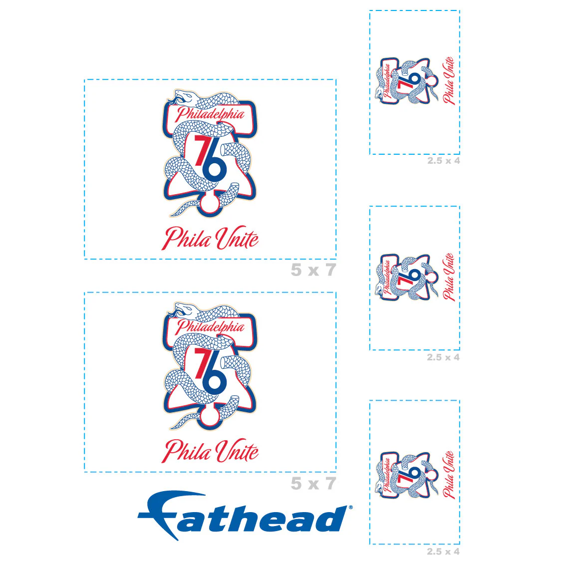 Philadelphia 76ers - 5 Logo Minis (Mixed Sizes) - Official NBA - Reusable Vinyl Decals - Image 4
