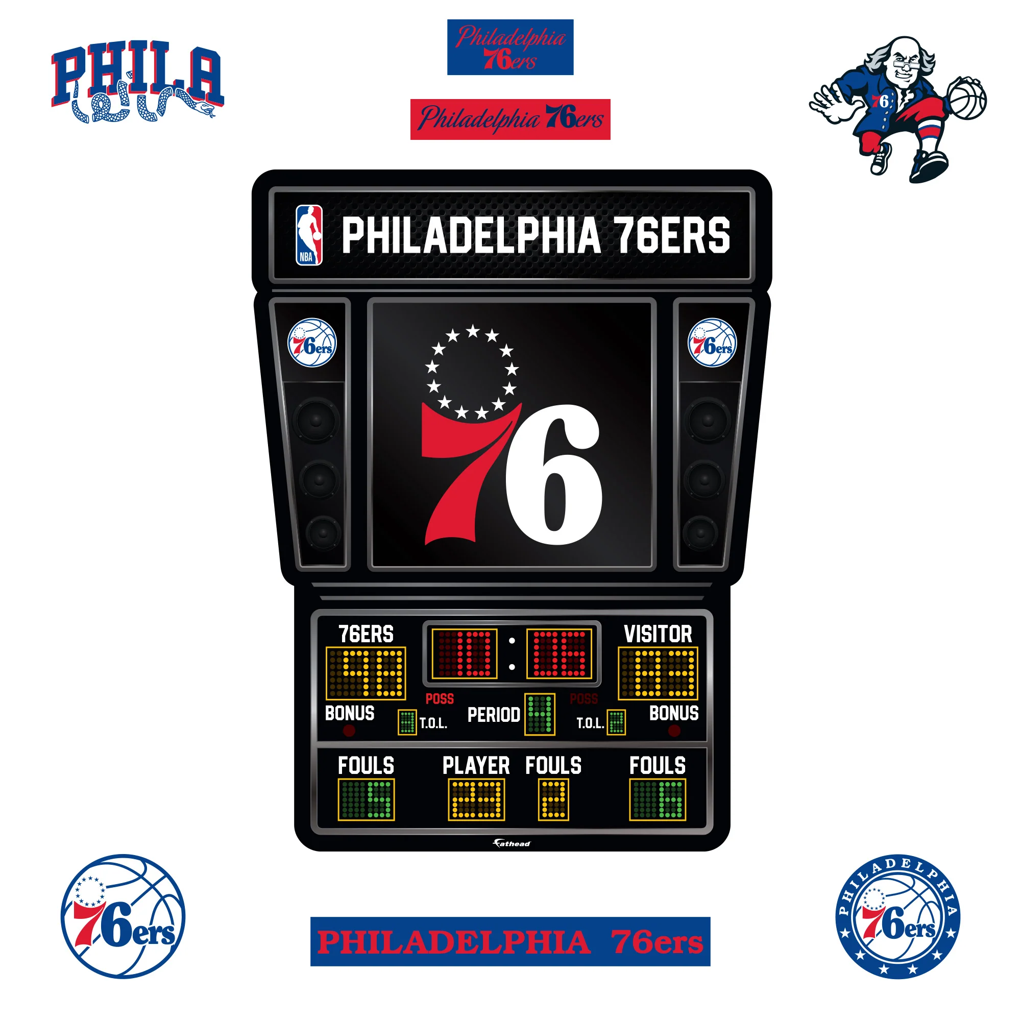 Philadelphia 76ers - RealBig Scoreboard Collection - Official NBA - Reusable Vinyl Wall Decals - Image 2