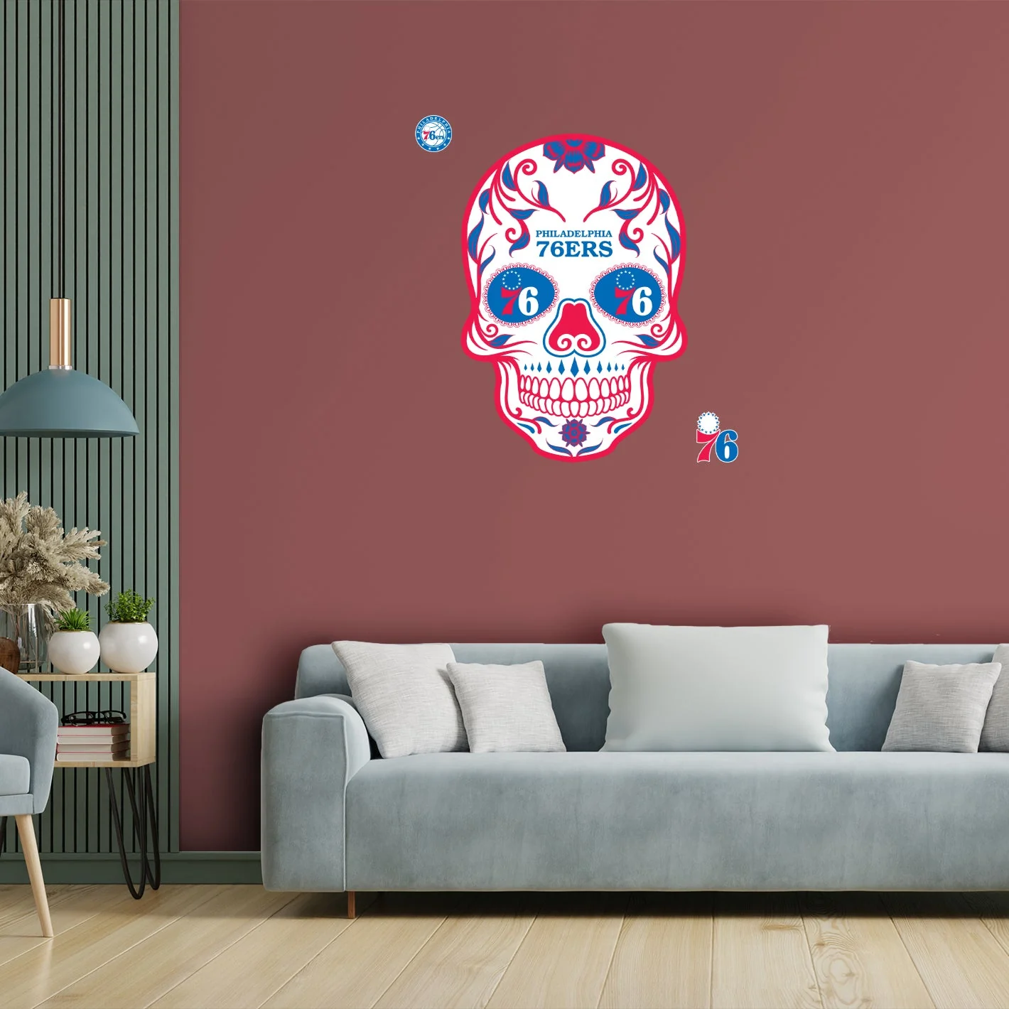 Philadelphia 76ers - RealBig Sugar Skull Collection - Official NBA - Reusable Vinyl Wall Decals - Image 5