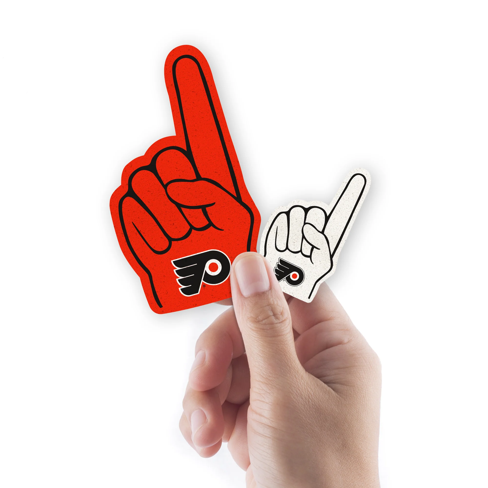 Philadelphia Flyers - 5 Foam Finger Minis (Mixed Sizes) - Official NHL - Reusable Vinyl Decals - Image 2