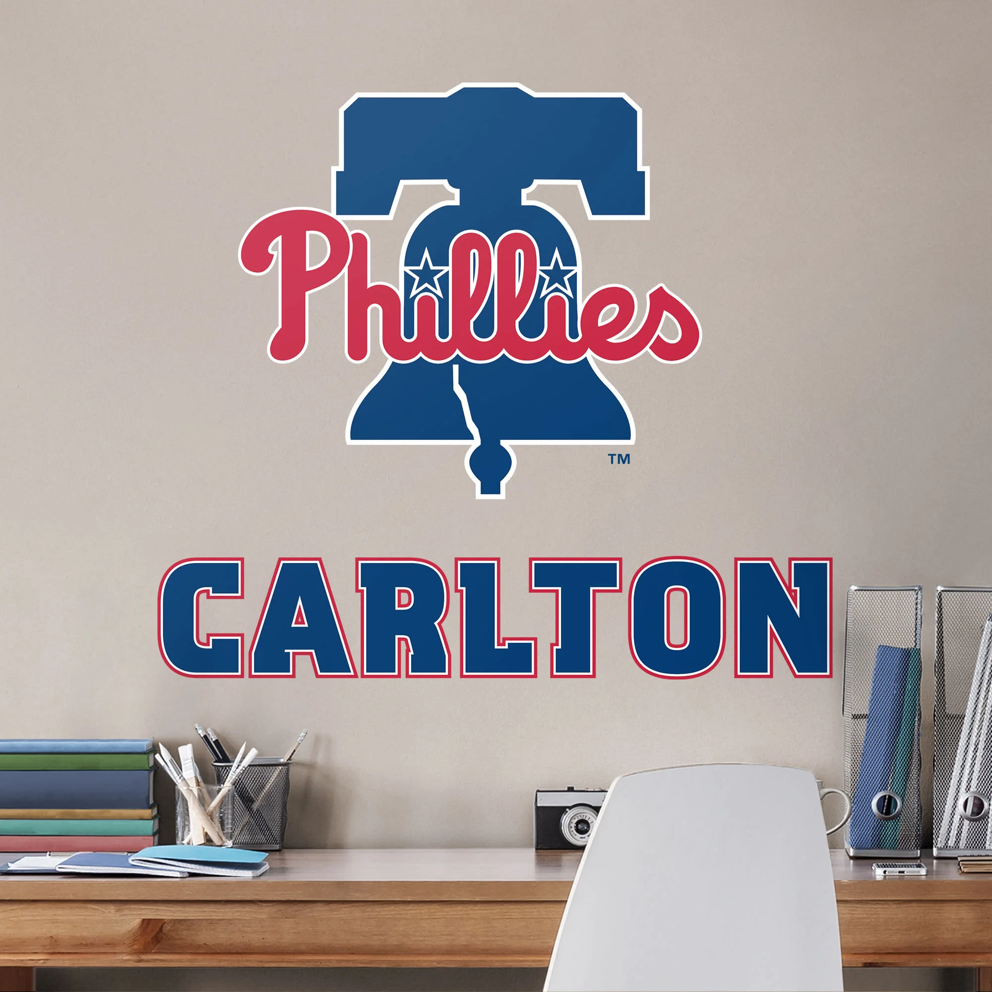 Philadelphia Phillies - Stacked Logo - With Personalized Name - Official MLB - Vinyl Transfer Decal - Image 2