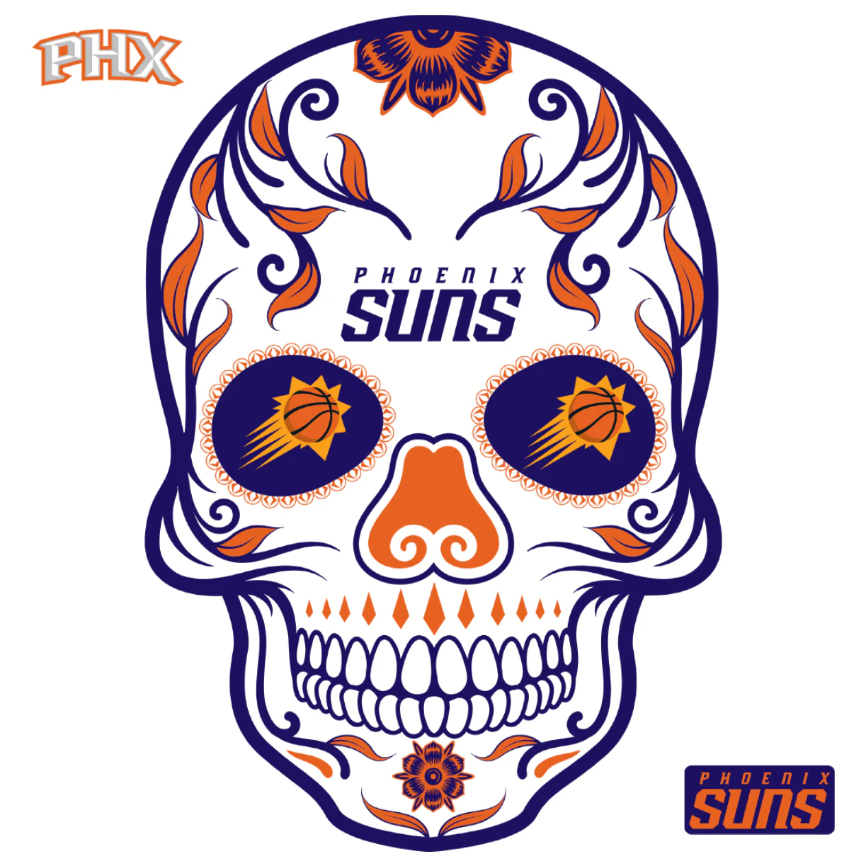 Phoenix Suns - RealBig Sugar Skull Collection - Official NBA - Reusable Vinyl Wall Decals - Image 2