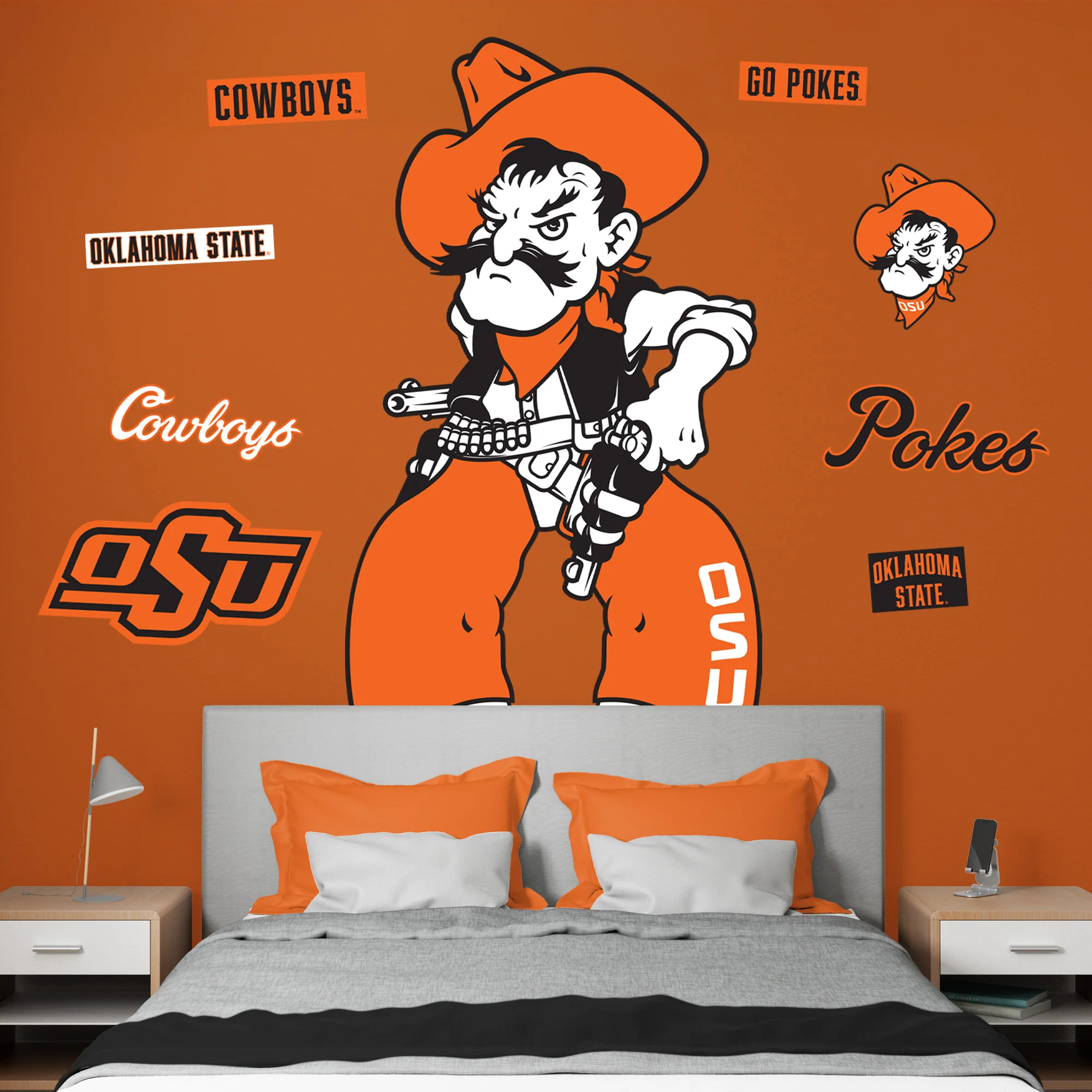 Pistol Pete - RealBig Illustrated Mascot Collection - Official NCAA - Oklahoma State Cowboys - Reusable Vinyl Wall Decals - Image 3