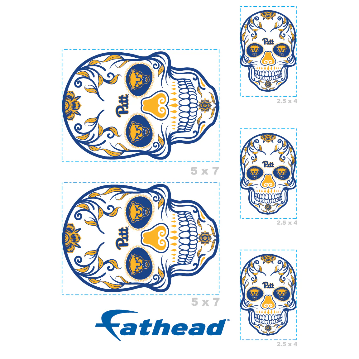 Pittsburgh Panthers - 5 Sugar Skull Logo Minis (Mixed Sizes) - Official NCAA - Reusable Vinyl Decals - Image 4