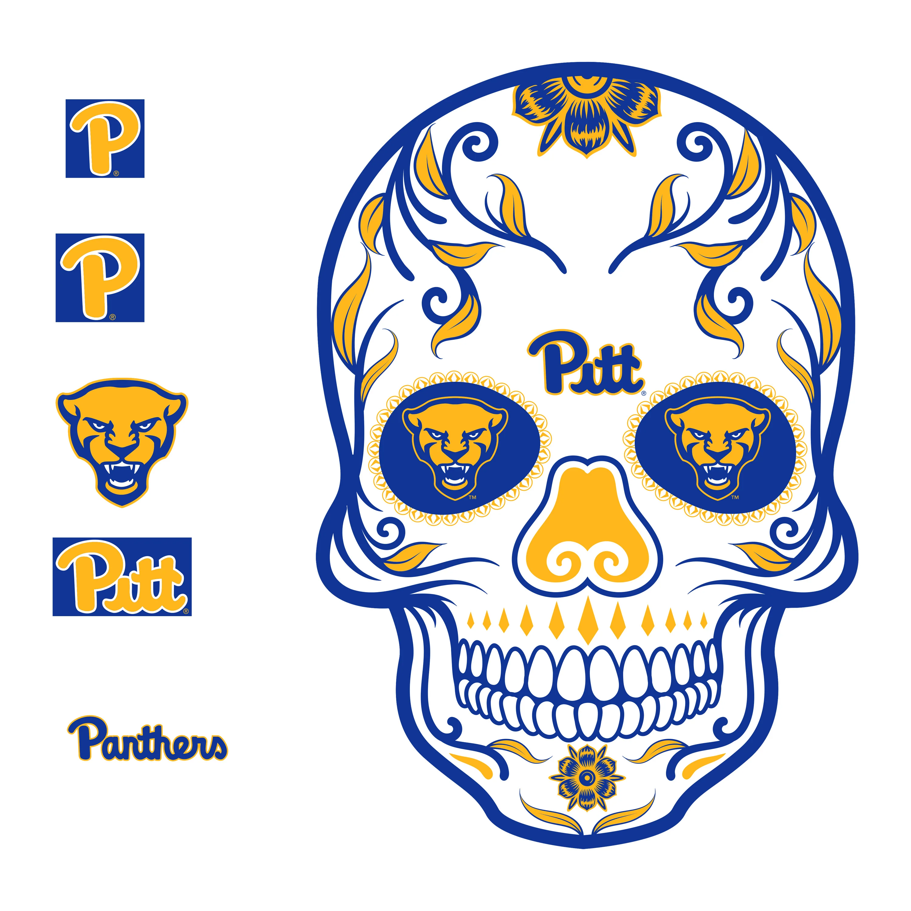 Pittsburgh Panthers - RealBig Sugar Skull Collection - Official NCAA - Reusable Vinyl Wall Decals - Image 4