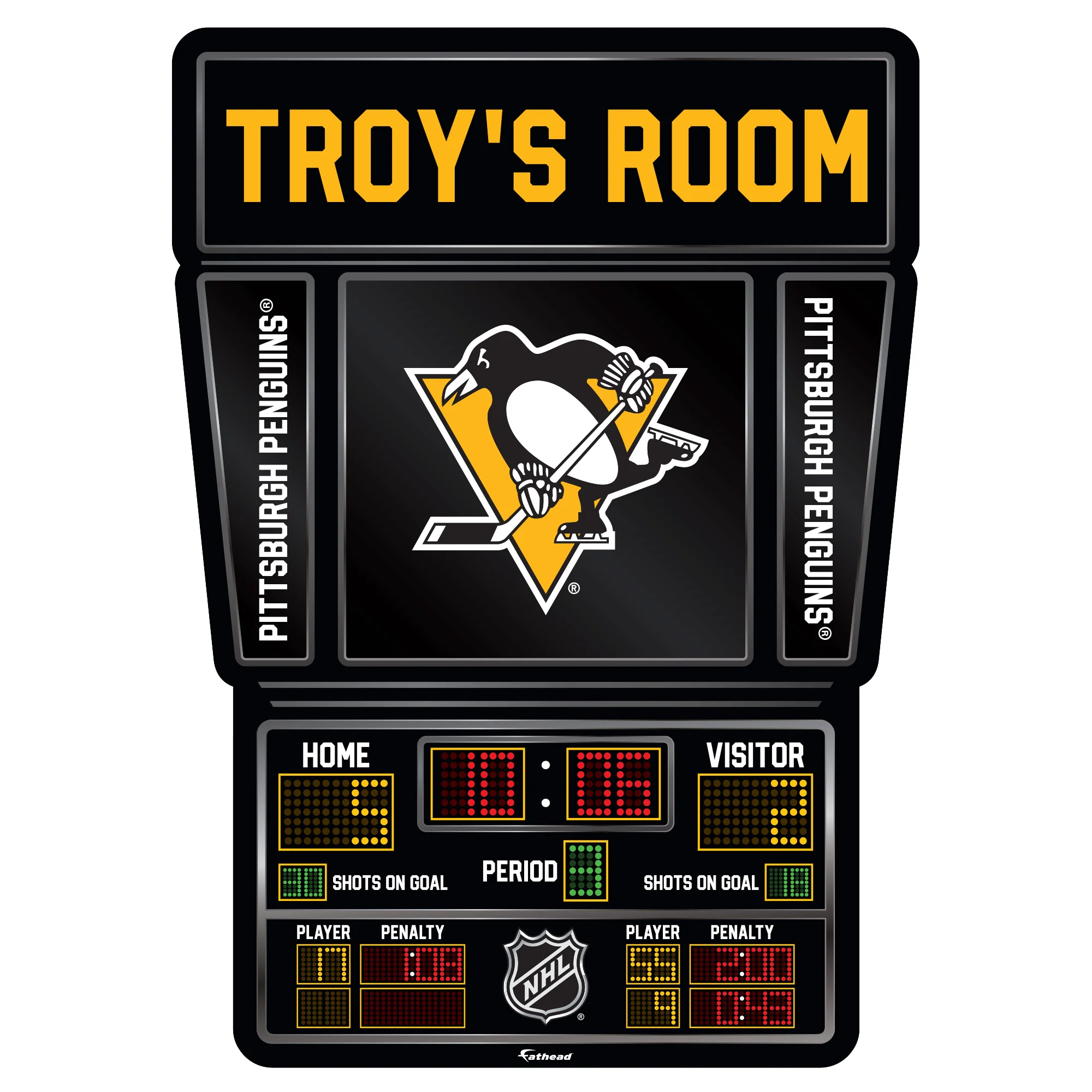Pittsburgh Penguins - Scoreboard Graphic - With Personalized Name - Official NHL - Vinyl Transfer Decal - Image 8