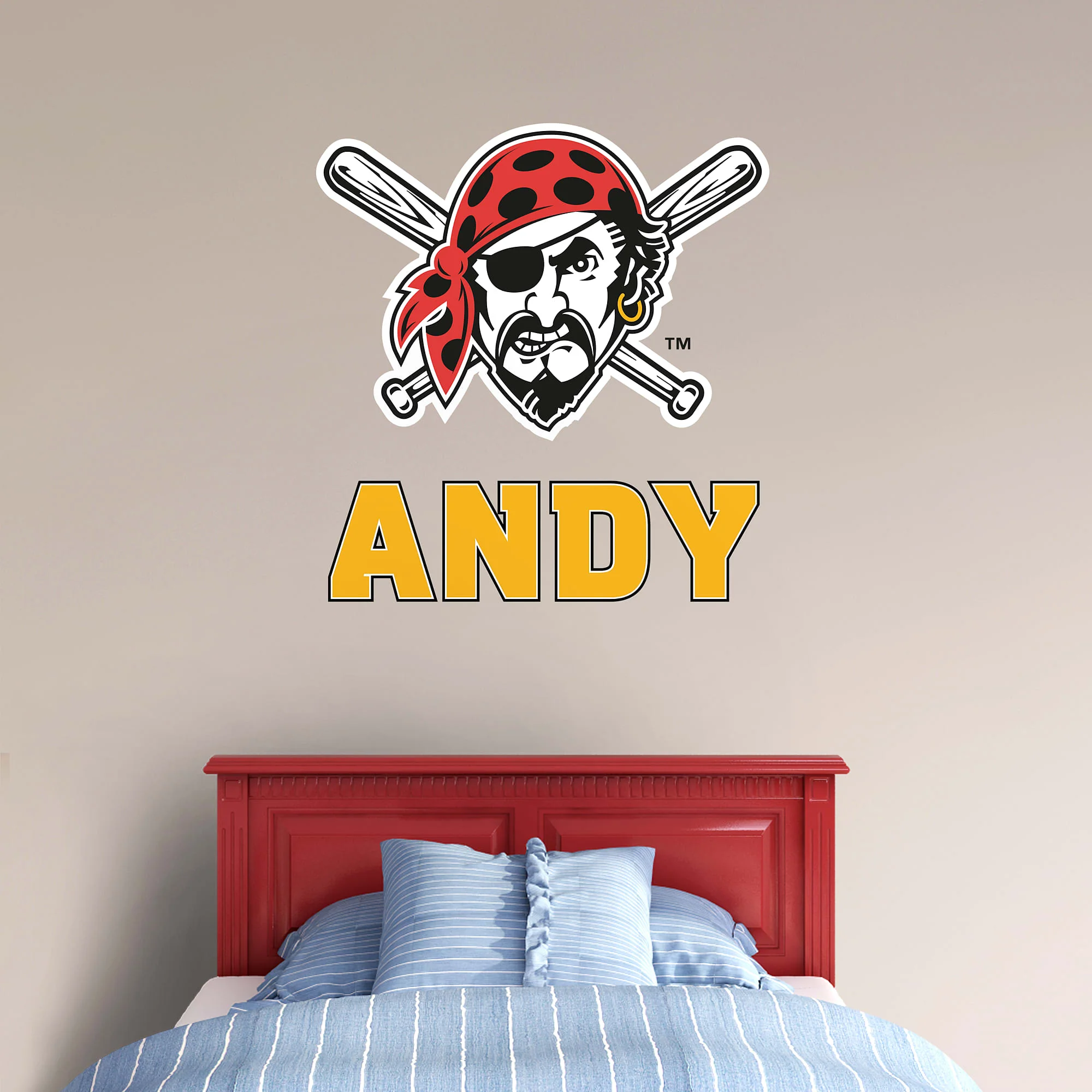 Pittsburgh Pirates - Pirate Head Logo - With Personalized Name - Official MLB - Vinyl Transfer Decal - Image 3