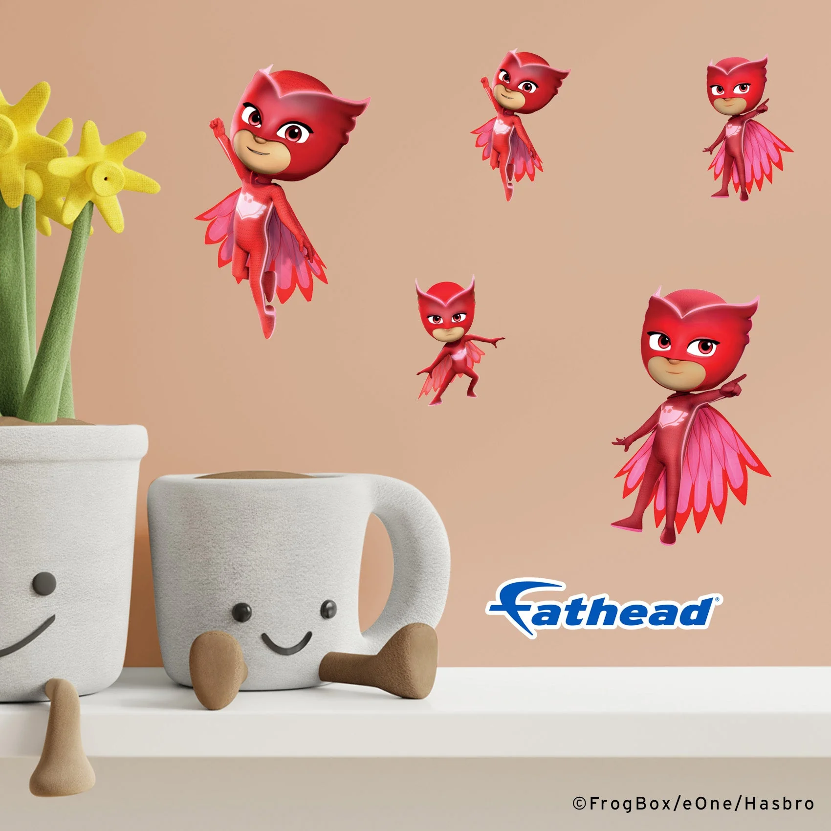 PJ Masks - 5 Character Minis (Mixed Sizes) - Official Hasbro - Owlette - Reusable Vinyl Decals - Image 2