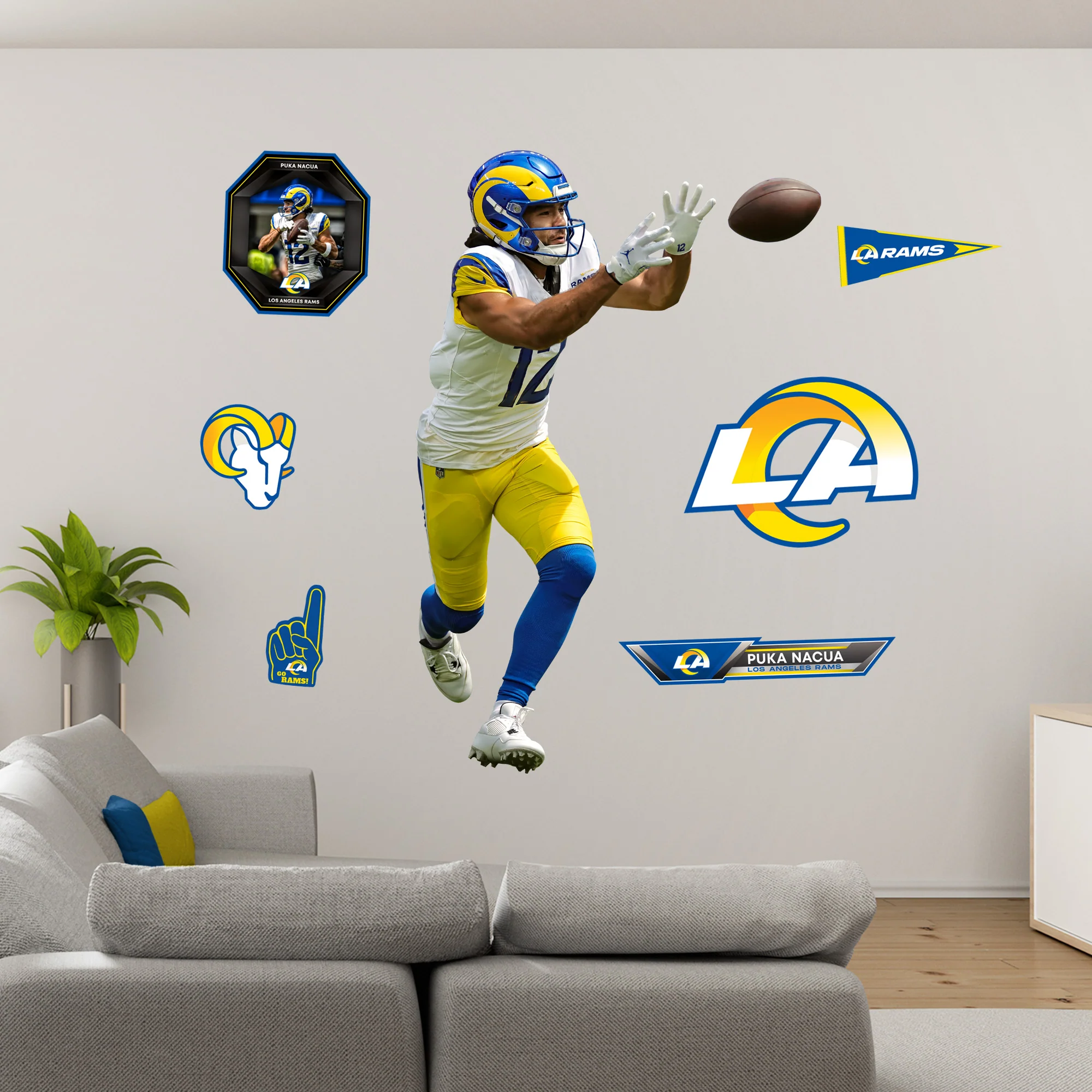 Puka Nacua - RealBig Reception Collection - Official NFL - Los Angeles Rams - Reusable Vinyl Wall Decals
