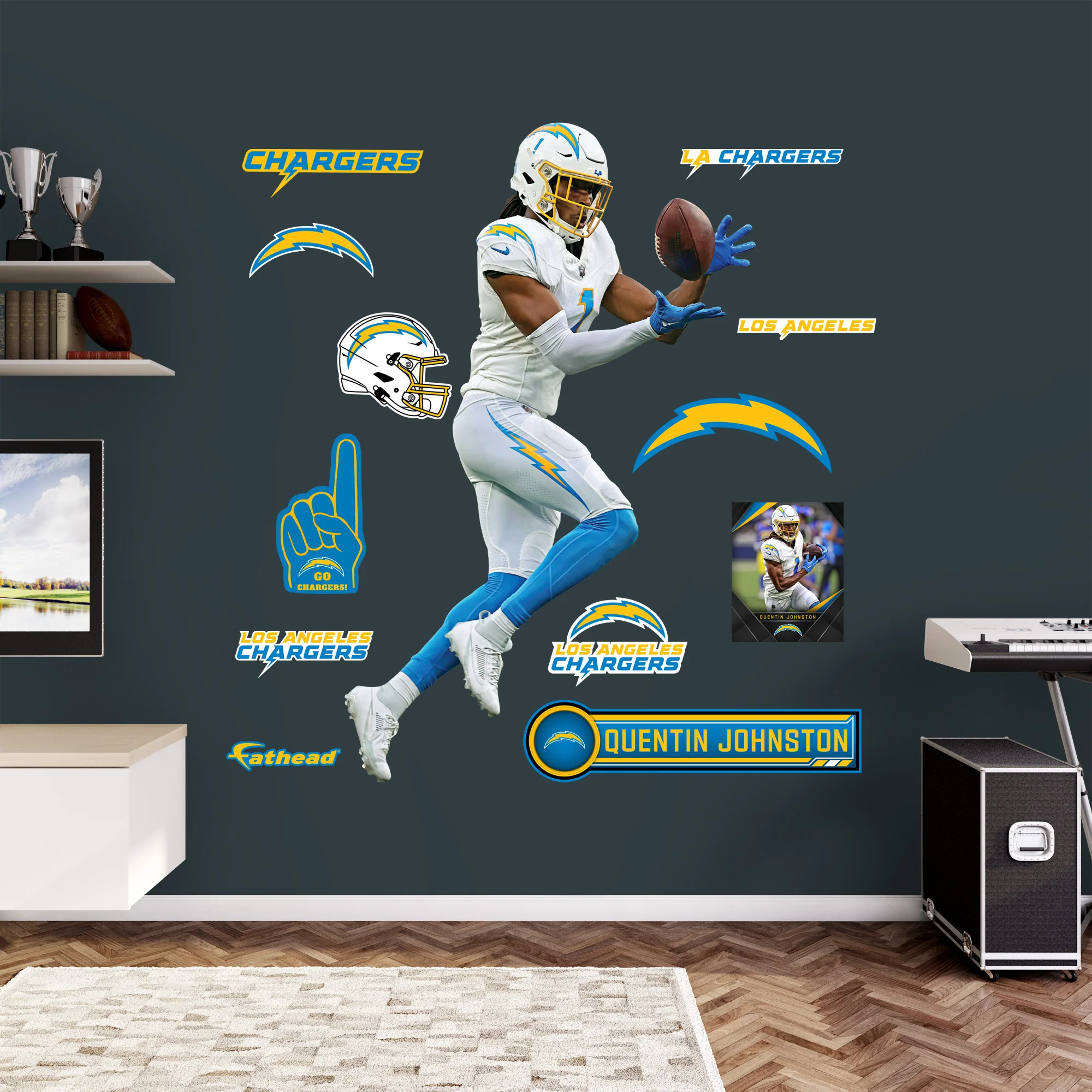 Quentin Johnston - RealBig Collection - Official NFL - Los Angeles Chargers - Reusable Vinyl Wall Decals