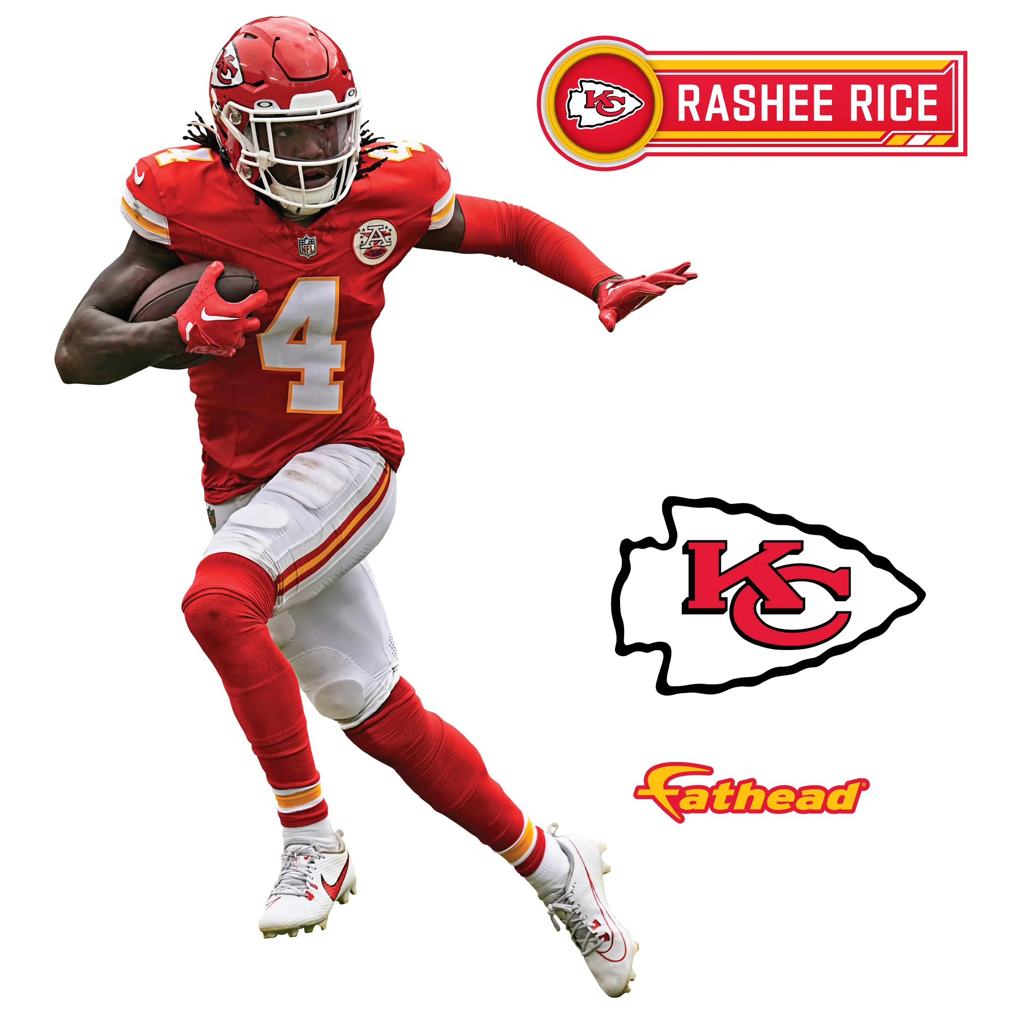 Rashee Rice - RealBig Collection - Official NFL - Kansas City Chiefs - Reusable Vinyl Wall Decals #2 - Image 8