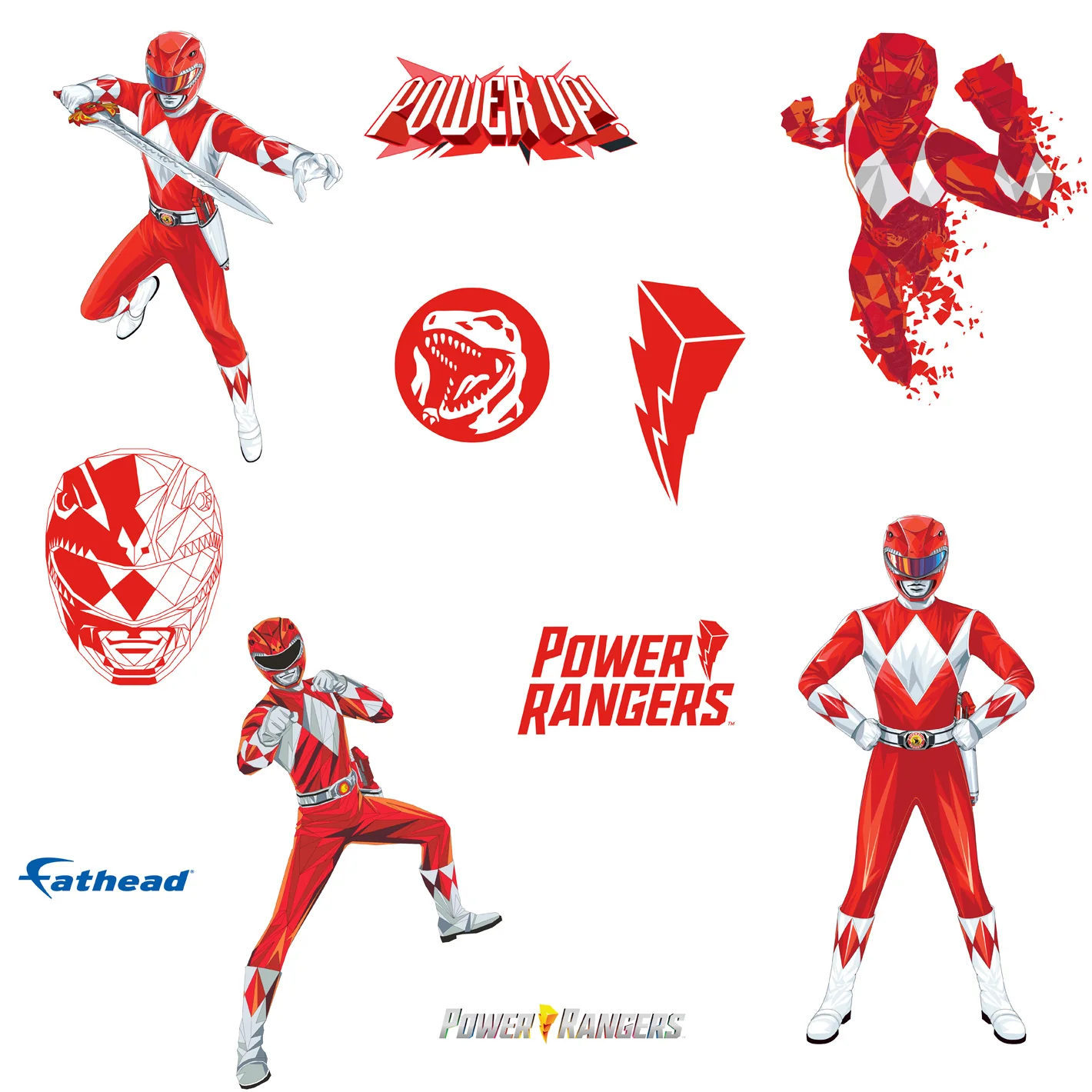 Red Ranger - Power Rangers - RealBig Collection - Official Hasbro - Reusable Vinyl Wall Decals #1 - Image 2