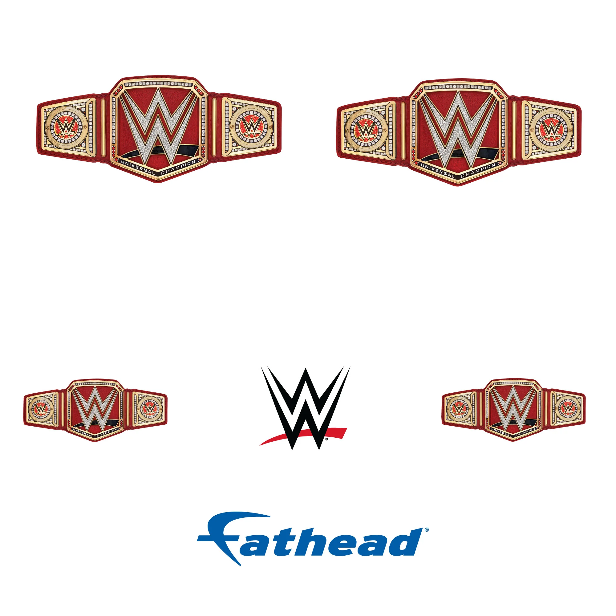 Red Universal Title - 5 Logo Minis (Mixed Sizes) - Official WWE - Reusable Vinyl Decals - Image 2
