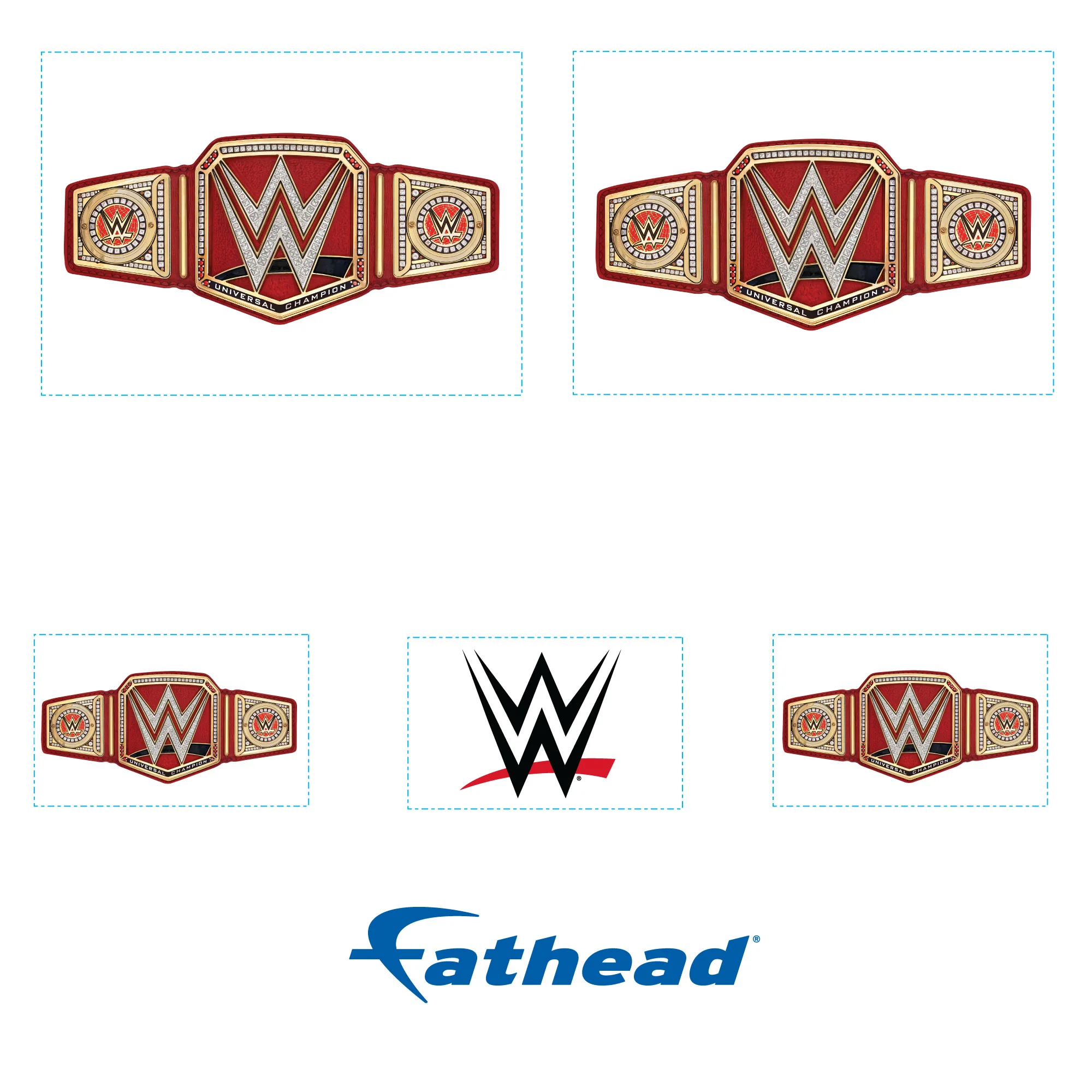 Red Universal Title - 5 Logo Minis (Mixed Sizes) - Official WWE - Reusable Vinyl Decals - Image 4