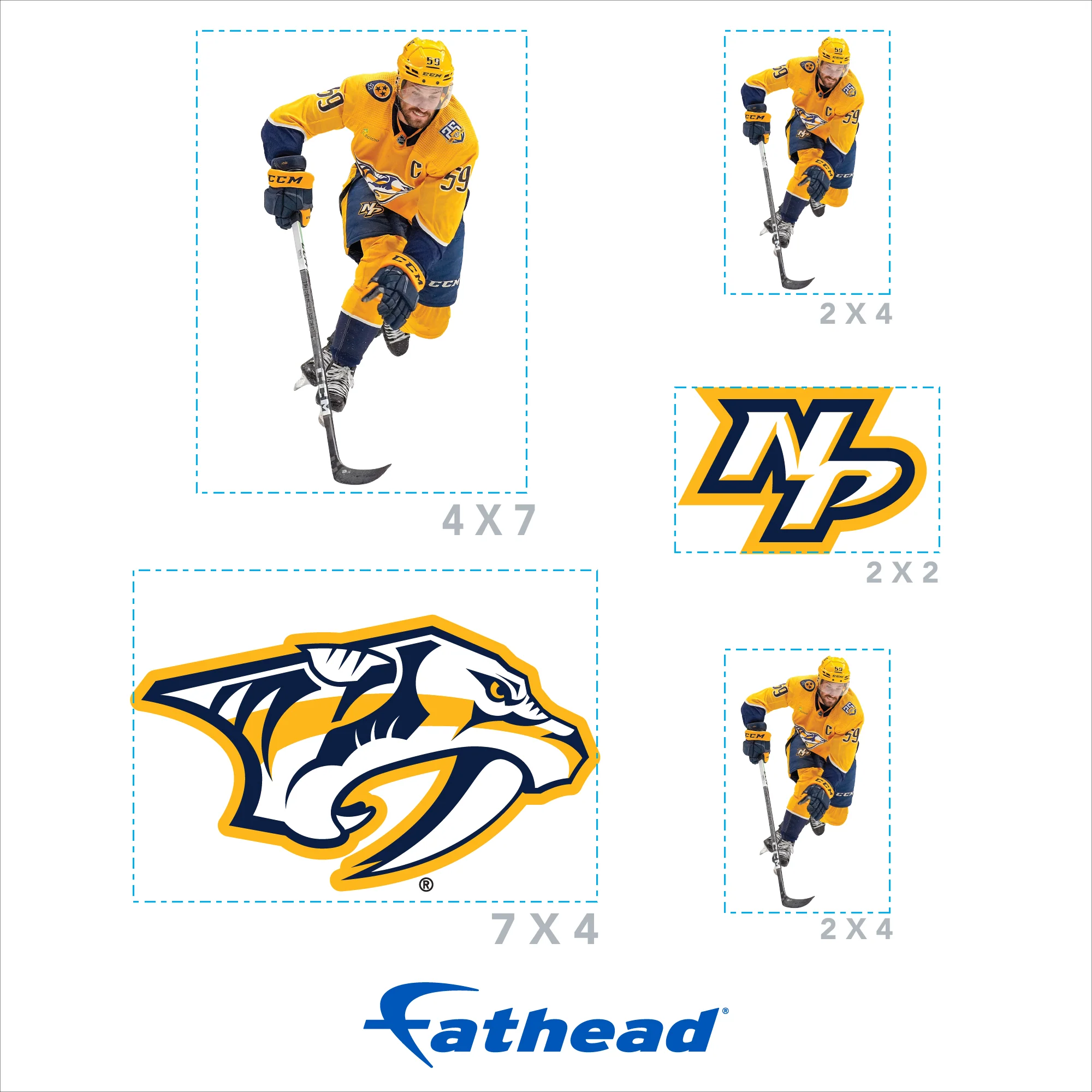 Roman Josi - 5 Minis (Mixed Sizes) - Official NHL - Nashville Predators - Reusable Vinyl Decals - Image 4