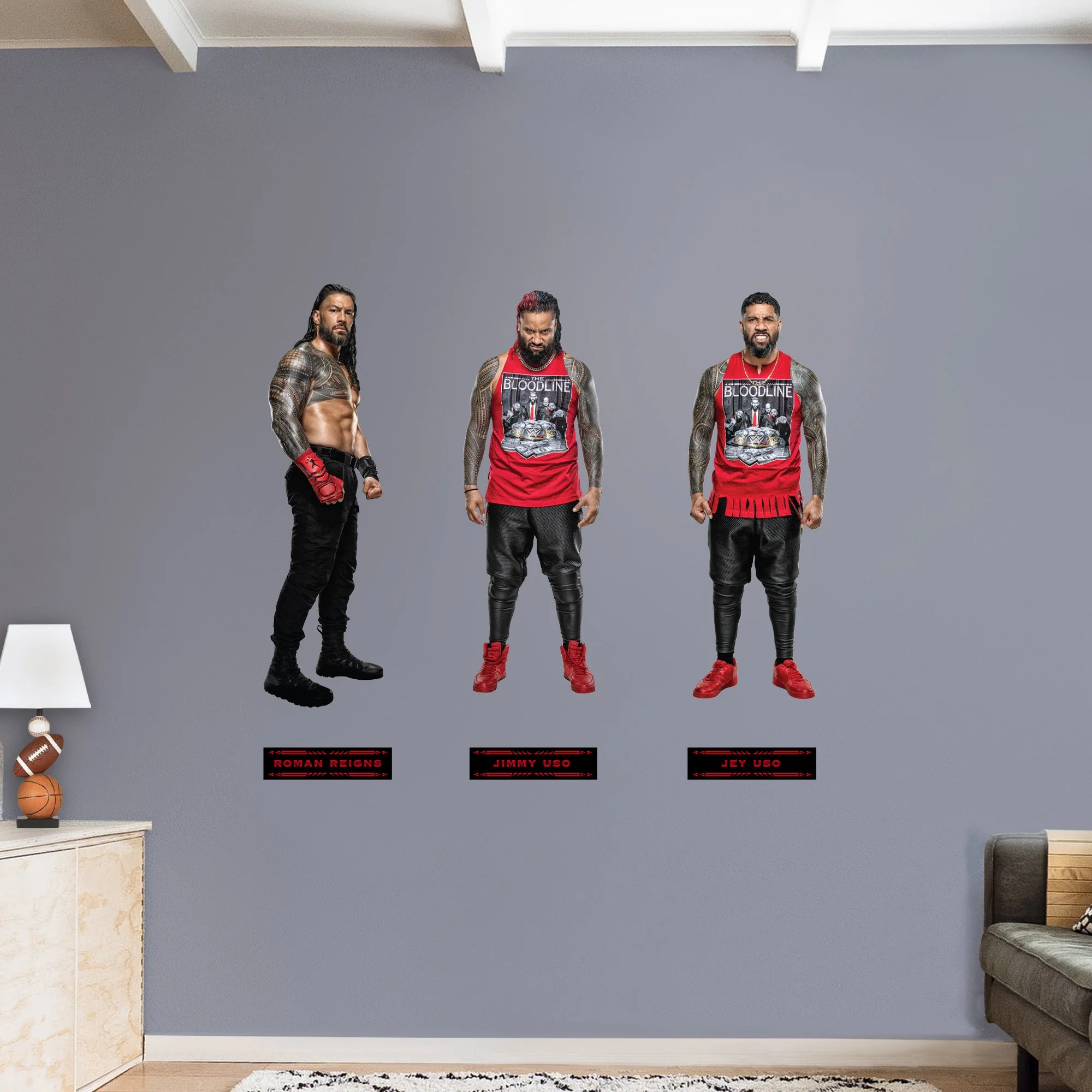 Roman Reigns, Jey Uso, and Jimmy Uso - RealBig Bloodline Collection - Official WWE - Reusable Vinyl Wall Decals - Image 5