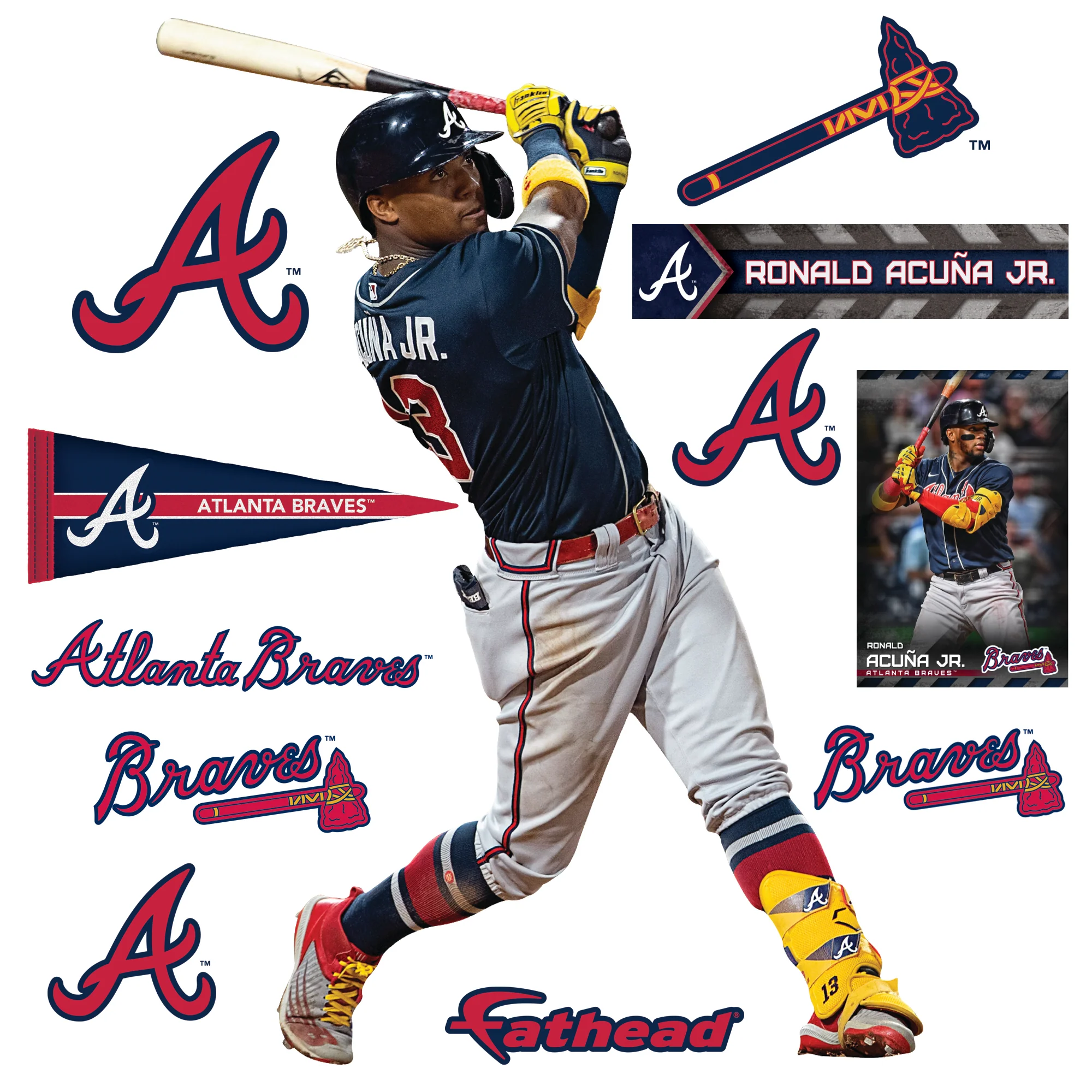Ronald Acuña Jr. - RealBig Collection - Official MLB - Atlanta Braves - Reusable Vinyl Wall Decals #3 - Image 2