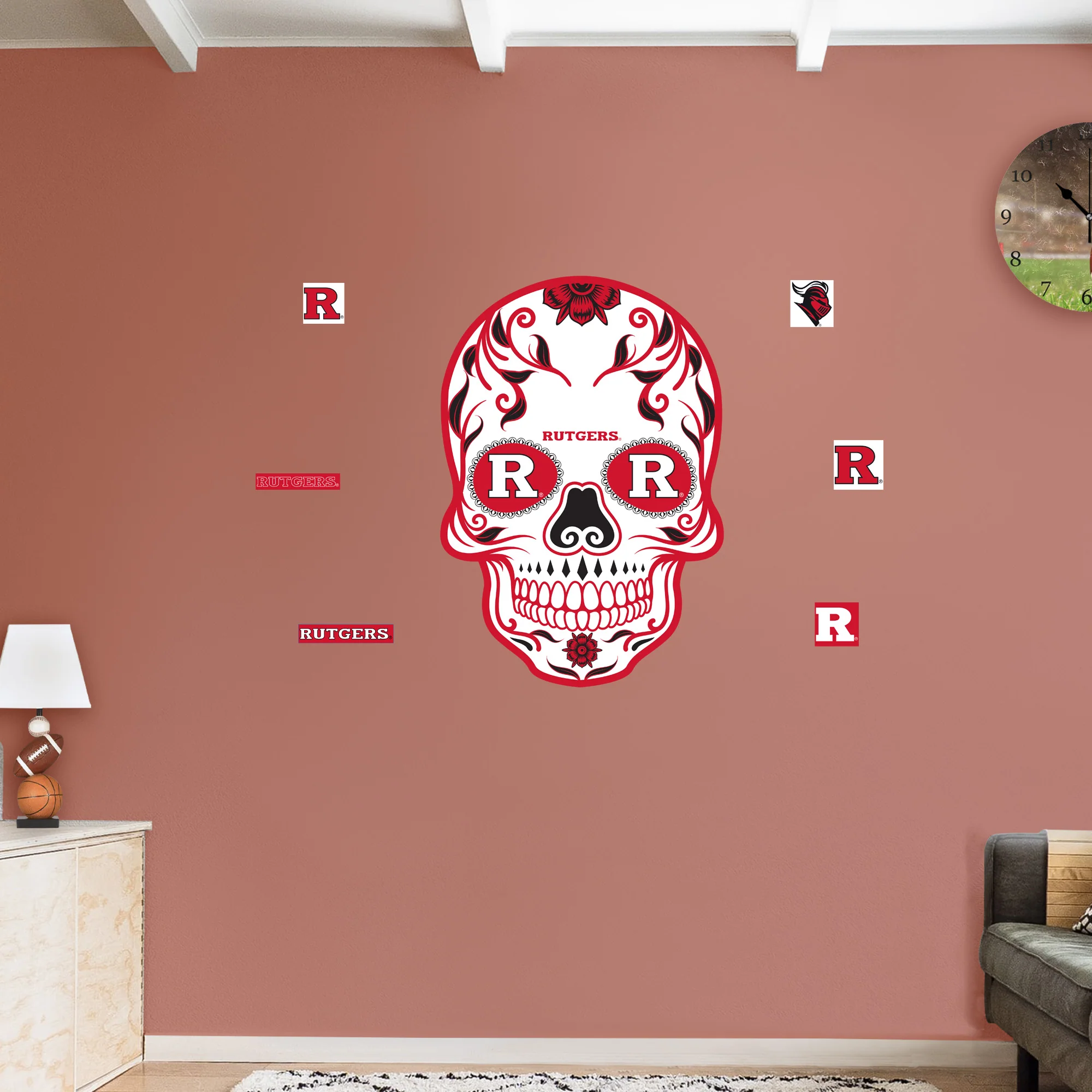 Rutgers Scarlet Knights - RealBig Sugar Skull Collection - Official NCAA - Reusable Vinyl Wall Decals - Image 2