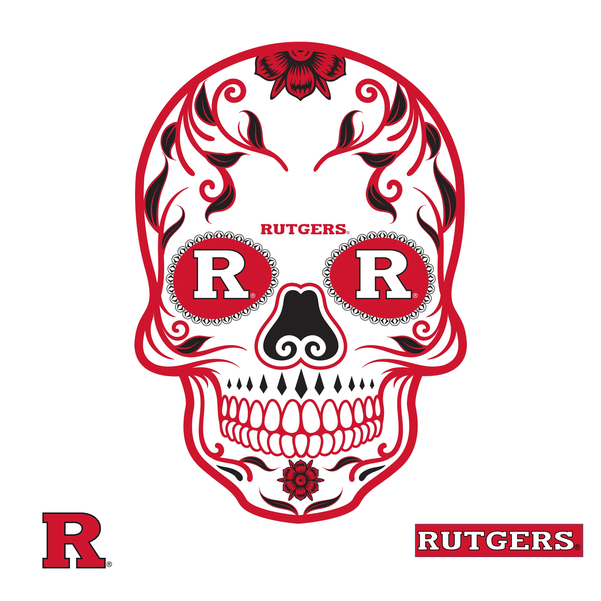 Rutgers Scarlet Knights - RealBig Sugar Skull Collection - Official NCAA - Reusable Vinyl Wall Decals - Image 3