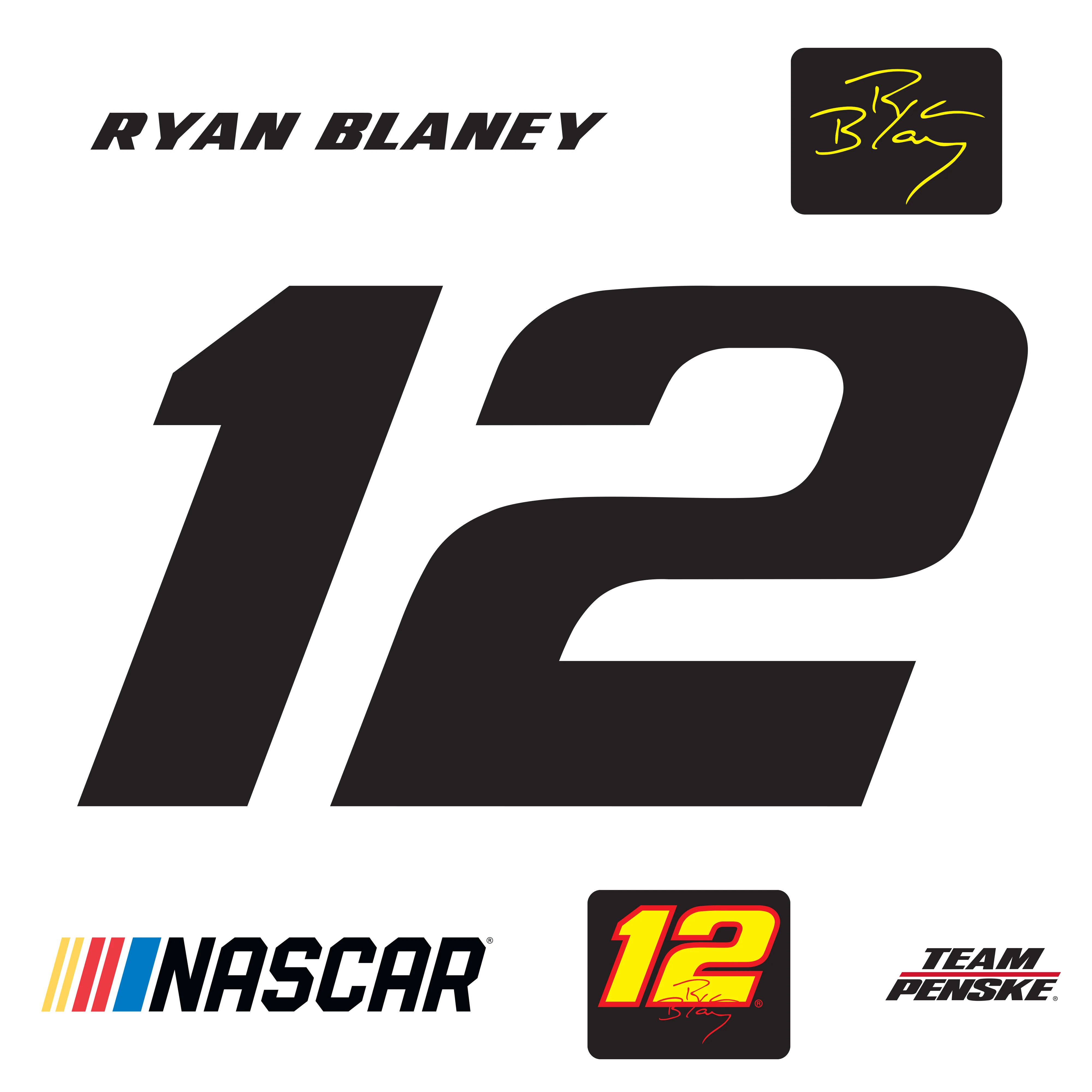 Ryan Blaney #12 Logo - RealBig Collection - Official NASCAR - Team Penske - Reusable Vinyl Wall Decals - Image 4