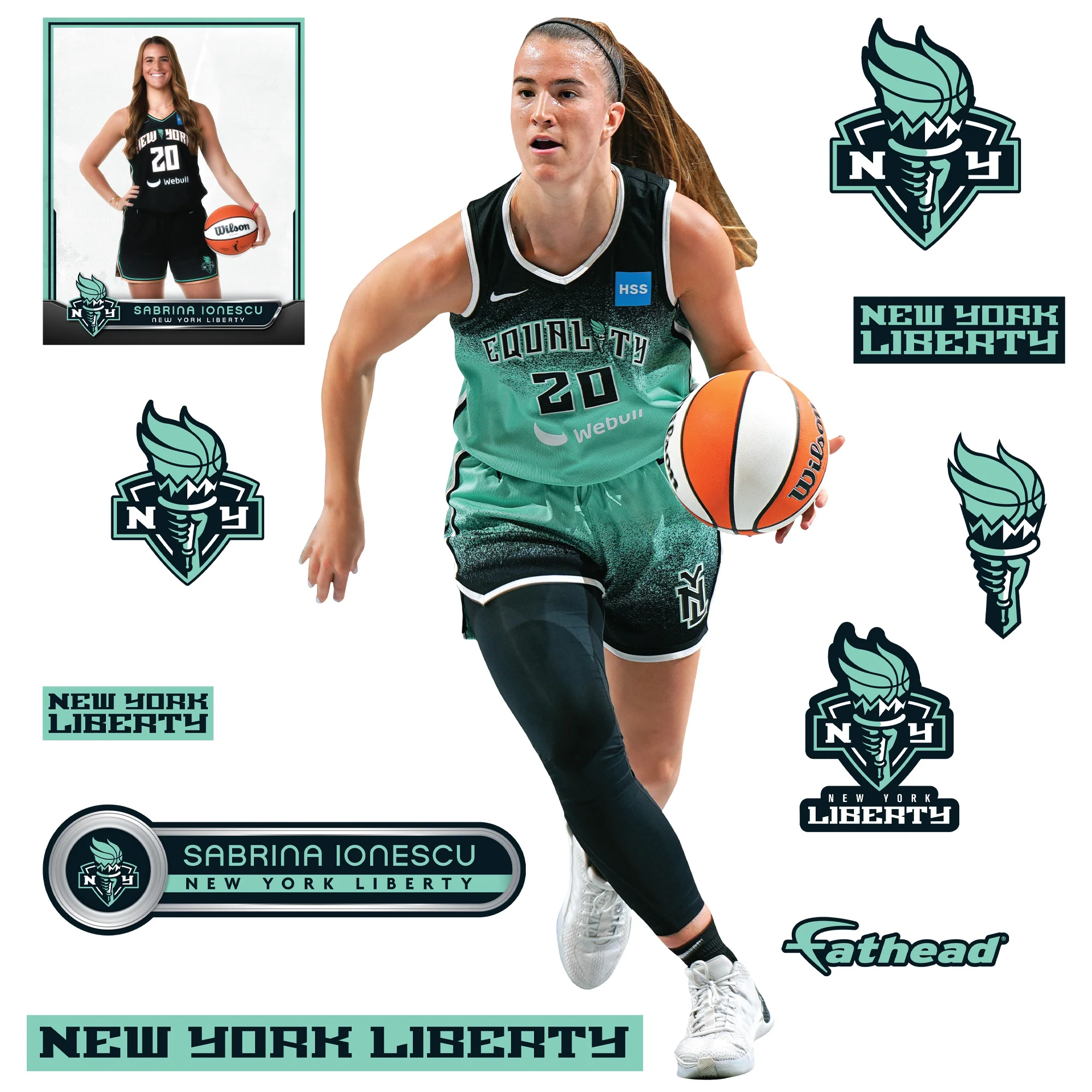 Sabrina Ionescu - RealBig Collection - Official WNBA - New York Liberty - Reusable Vinyl Wall Decals - Image 2