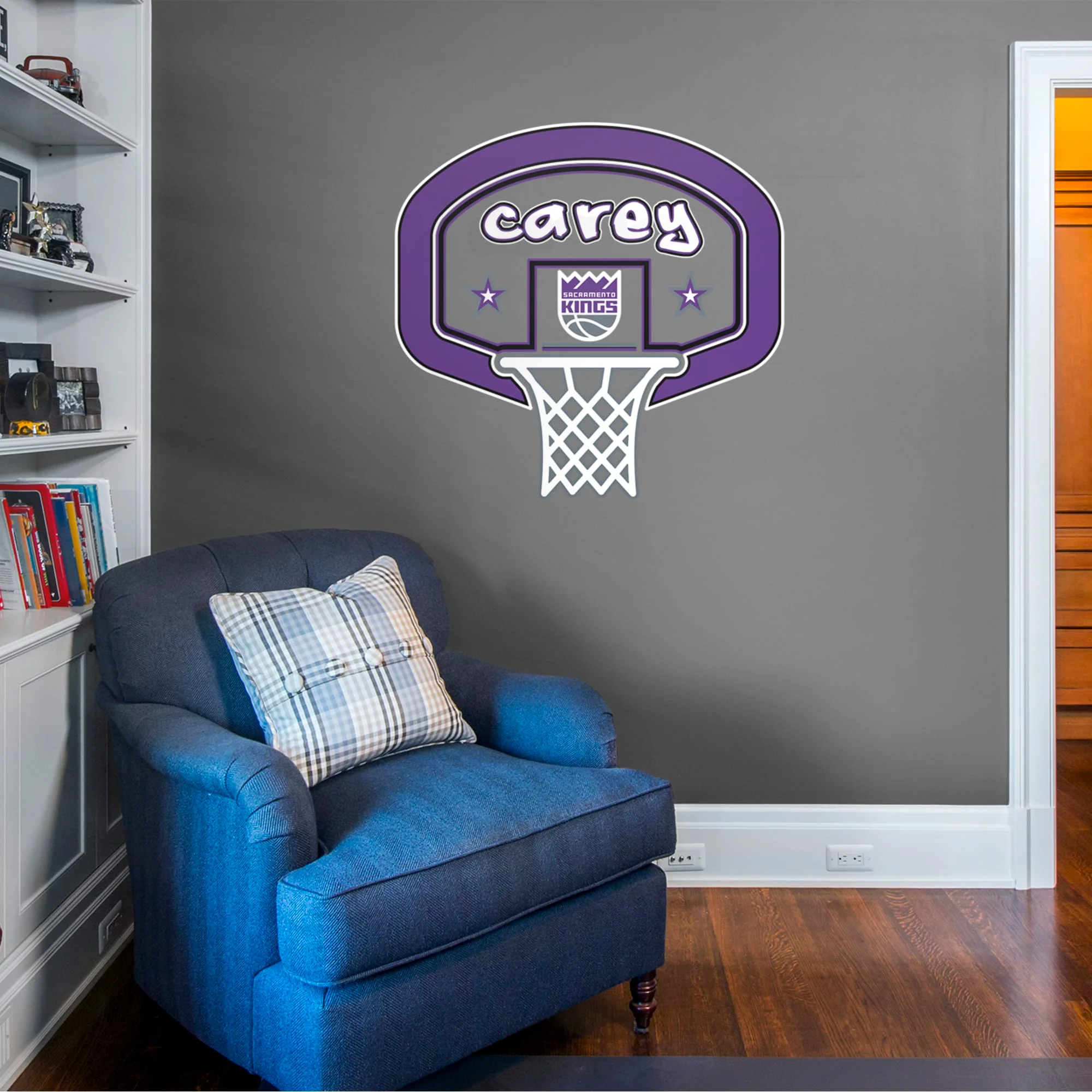 Sacramento Kings - Stacked Graphic - With Personalized Name - Official NBA - Vinyl Transfer Decal