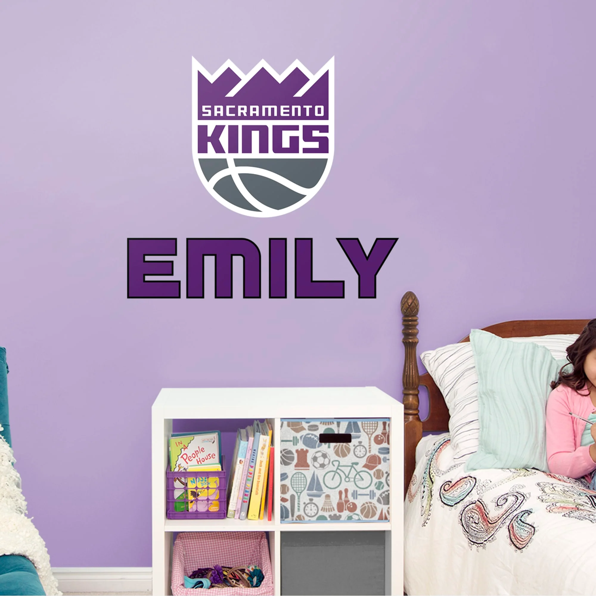 Sacramento Kings - Stacked Logo - With Personalized Name - Official NBA - Vinyl Transfer Decal