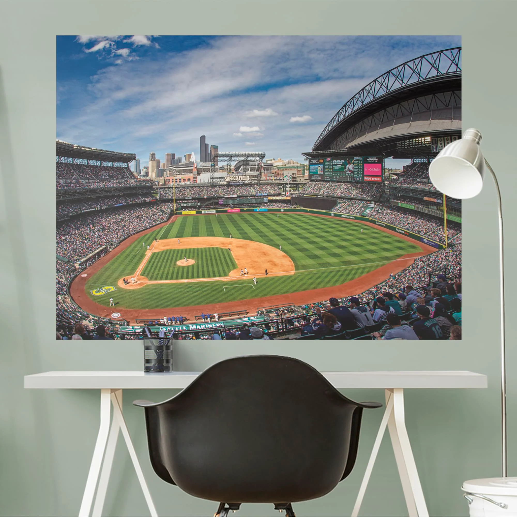 Safeco Park Mural - Peel & Stick Poster - Official MLB - Seattle Mariners - Reusable Vinyl Wall Decal