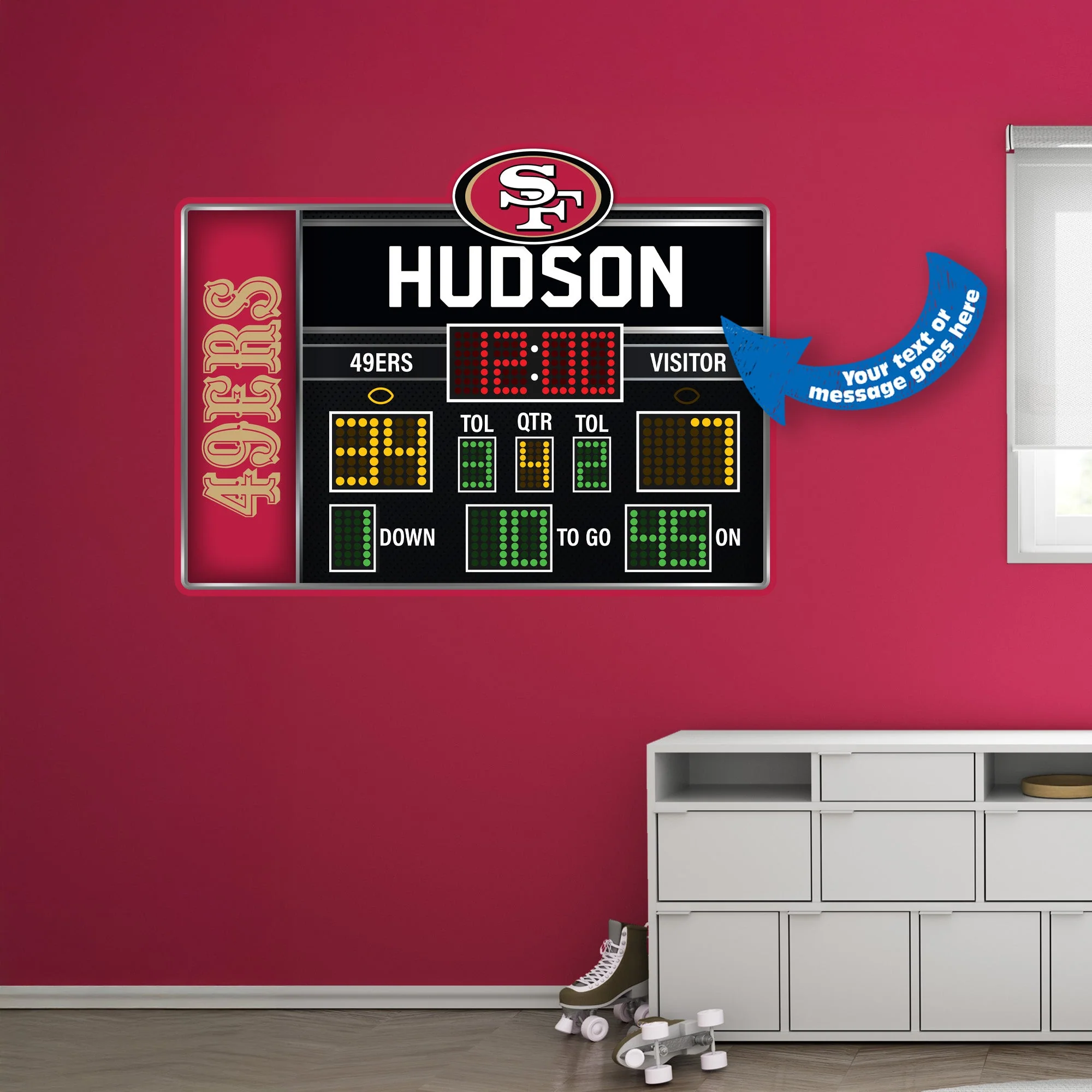 San Francisco 49ers - Scoreboard Graphic - With Personalized Name - Official NFL - Reusable Vinyl Wall Decals - Image 3