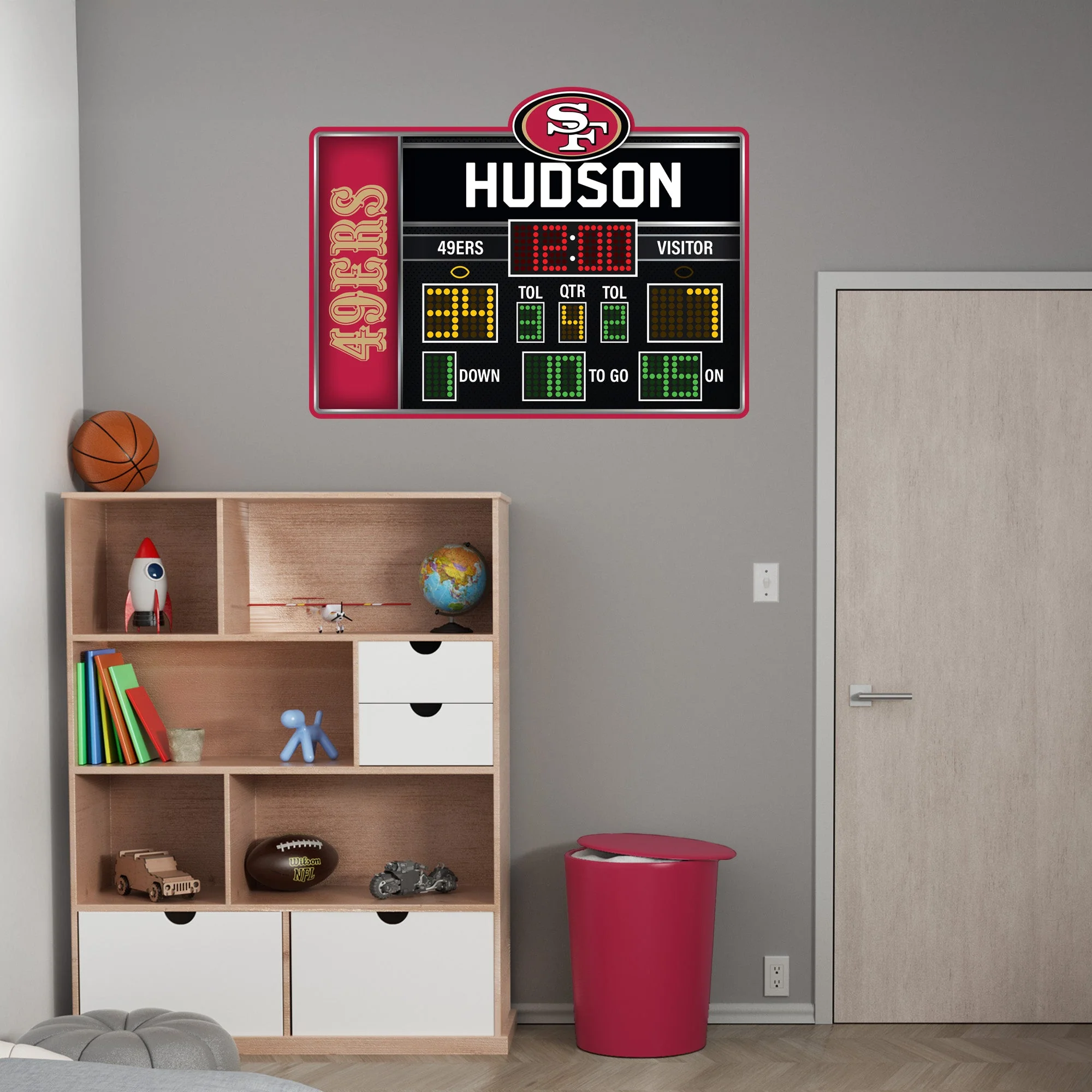 San Francisco 49ers - Scoreboard Graphic - With Personalized Name - Official NFL - Reusable Vinyl Wall Decals - Image 4