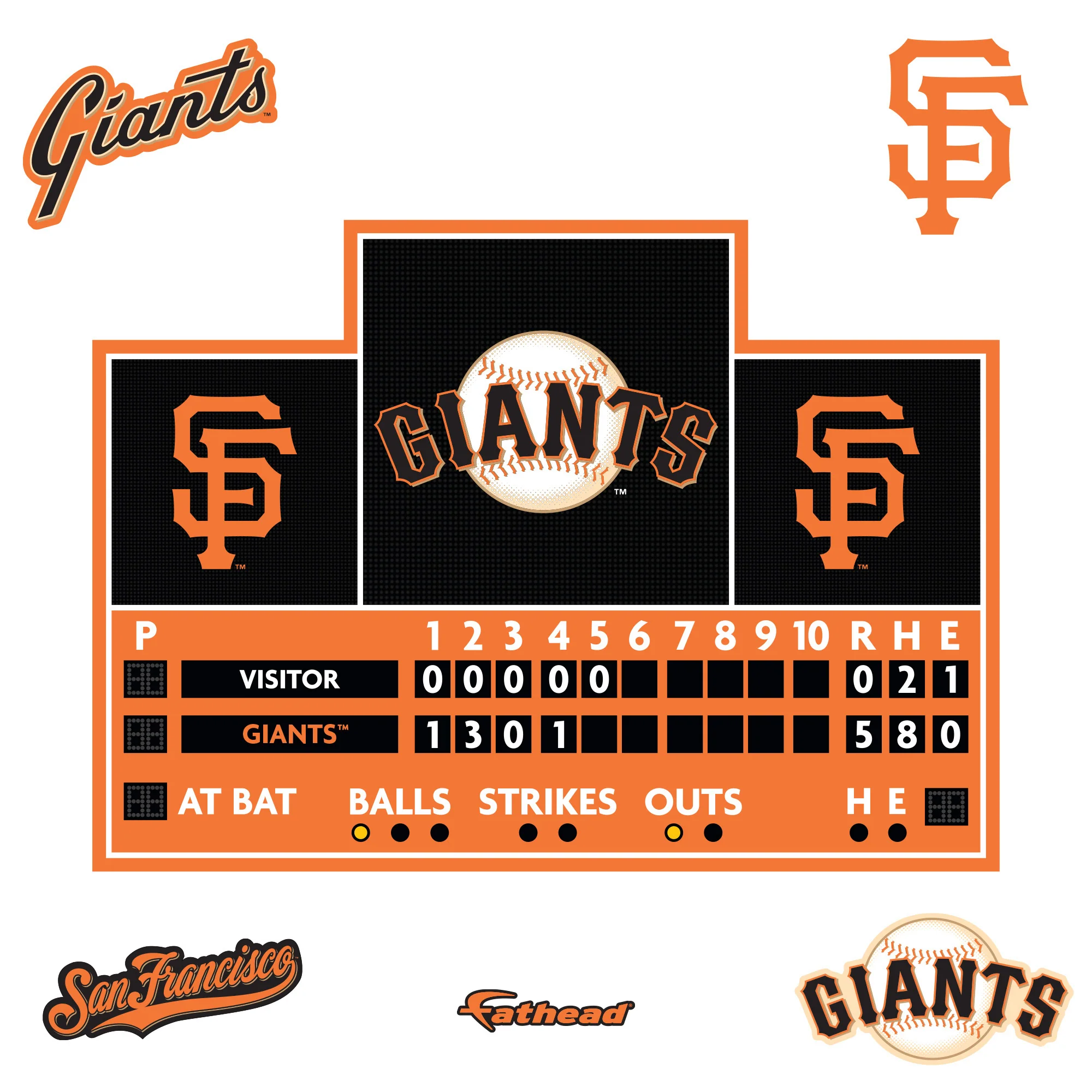 San Francisco Giants - RealBig Scoreboard Collection - Official MLB - Reusable Vinyl Wall Decals - Image 2