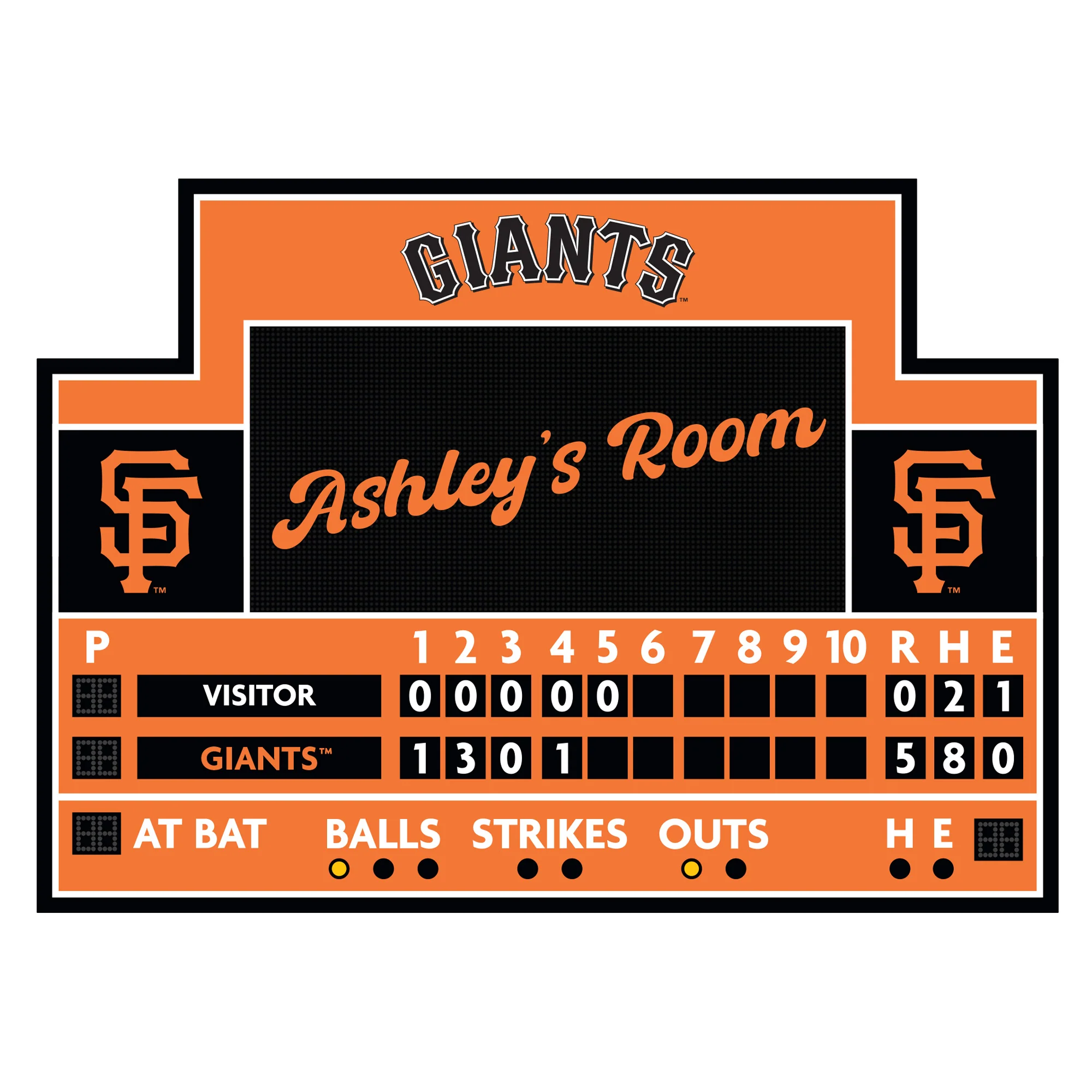 San Francisco Giants - Scoreboard Graphic - With Personalized Name - Official MLB - Vinyl Transfer Decal - Image 8